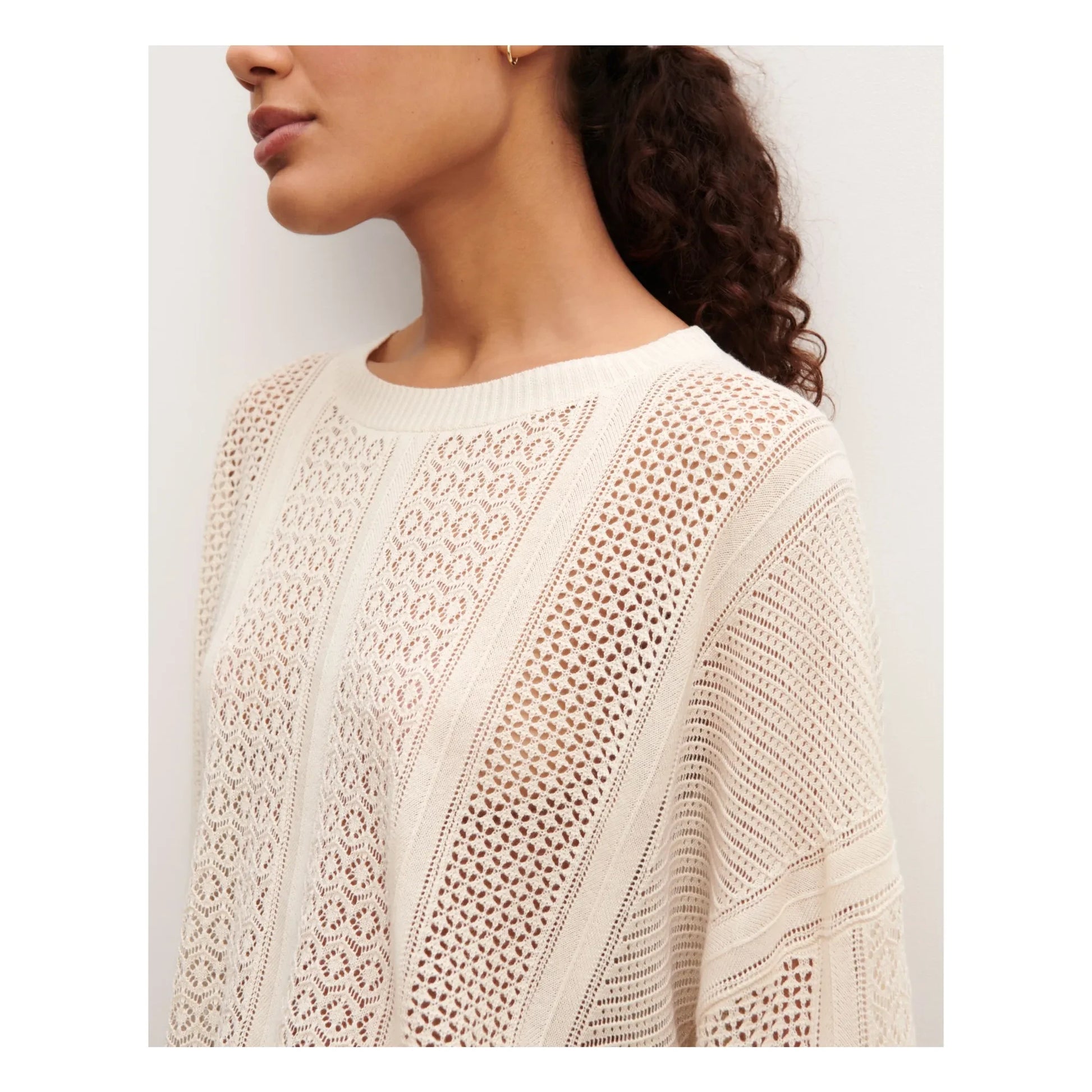 Bompard - Oversize Patchwork Pointelle Silk and Cashmere Sweater | Natural