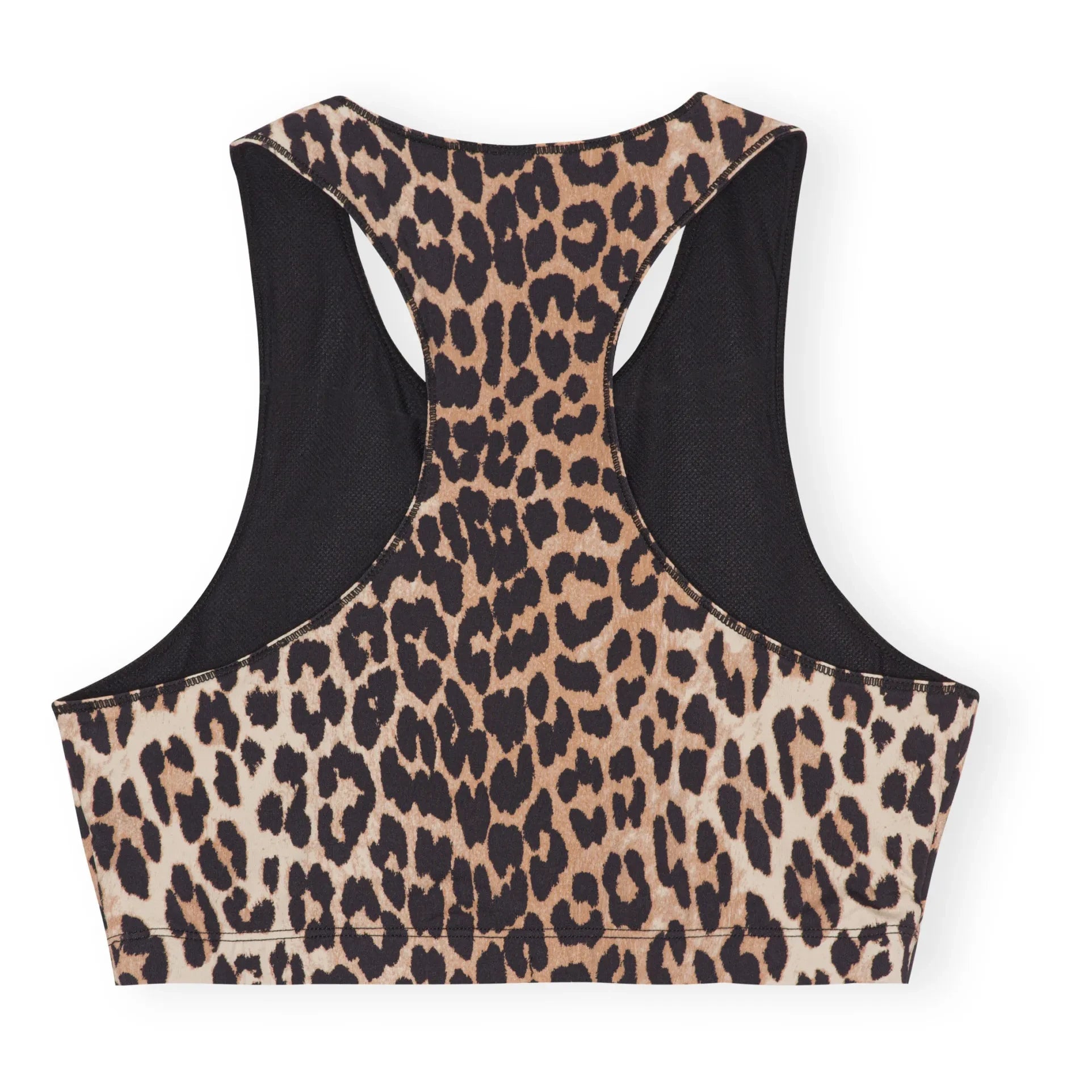 Ganni - Active Recycled Material Zip-up Printed Racer Back Bra | Leopard