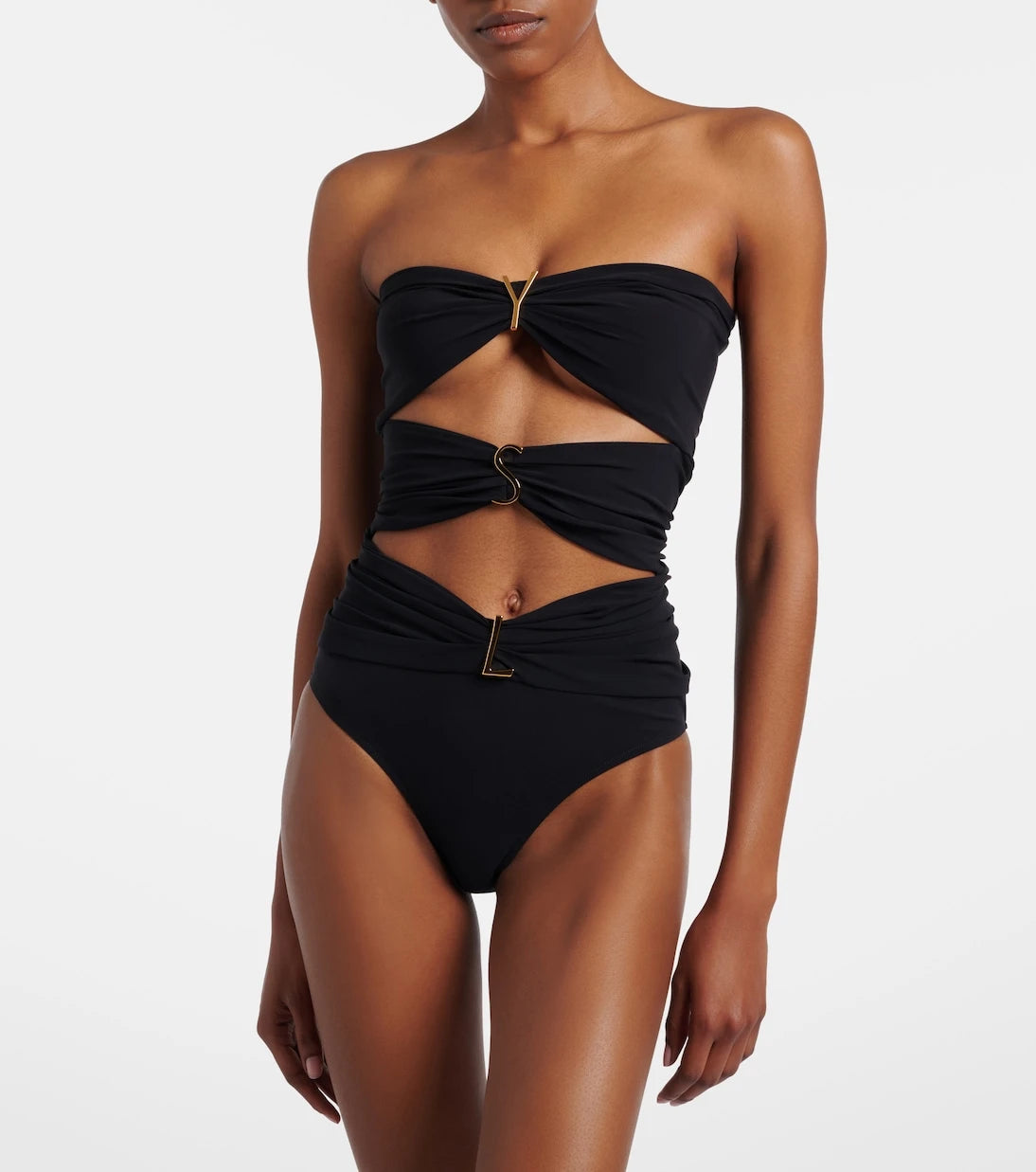 Saint Laurent - Cutout embellished swimsuit