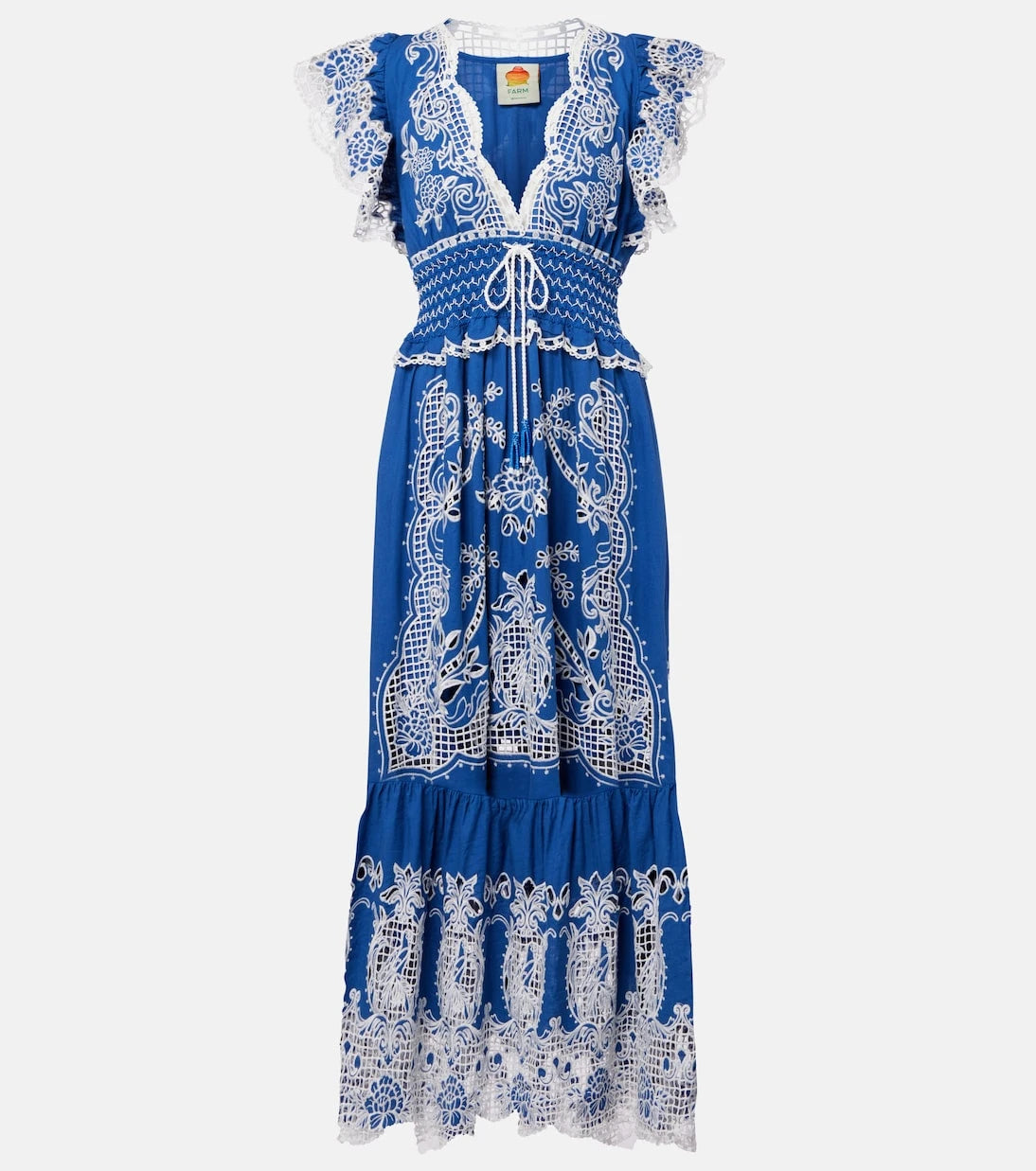 Farm Rio - Embroidered linen-blend maxi dress