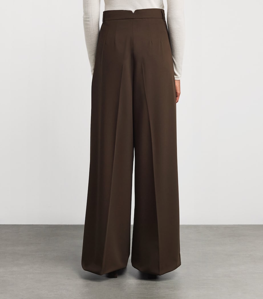 Wool Straight-Leg Trousers DARK BROWN