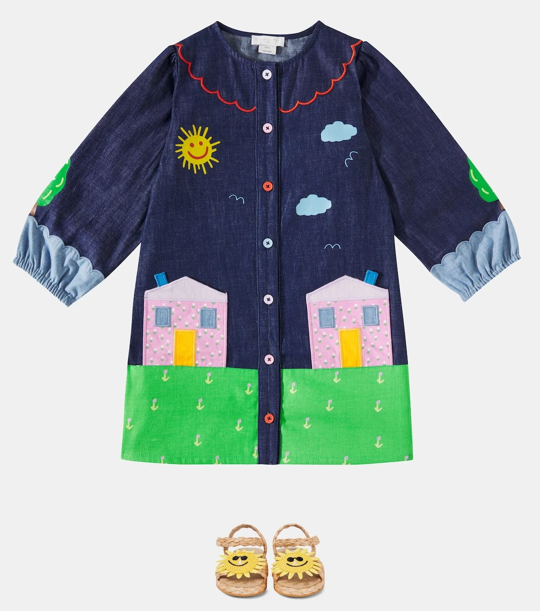 Stella McCartney Kids - Printed patch-appliqué denim dress