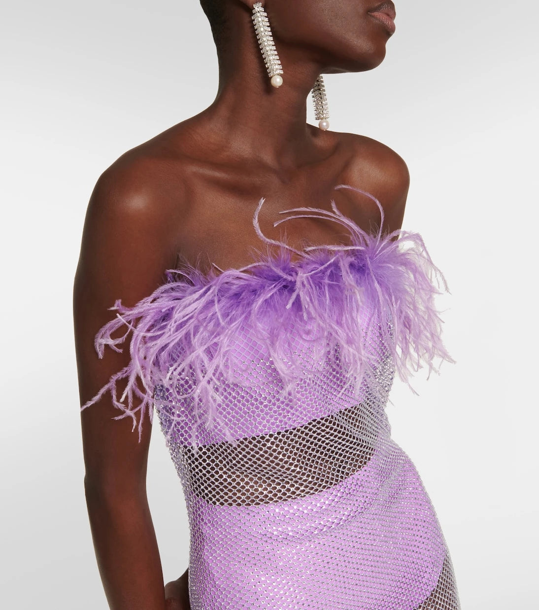Giuseppe di Morabito - Feather-trimmed embellished midi dress