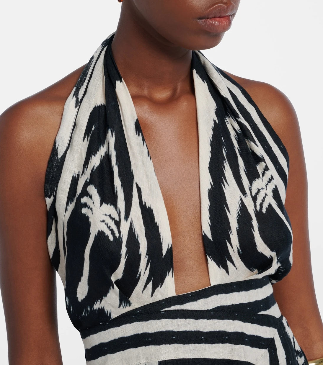 Johanna Ortiz - Printed open-back linen midi dress