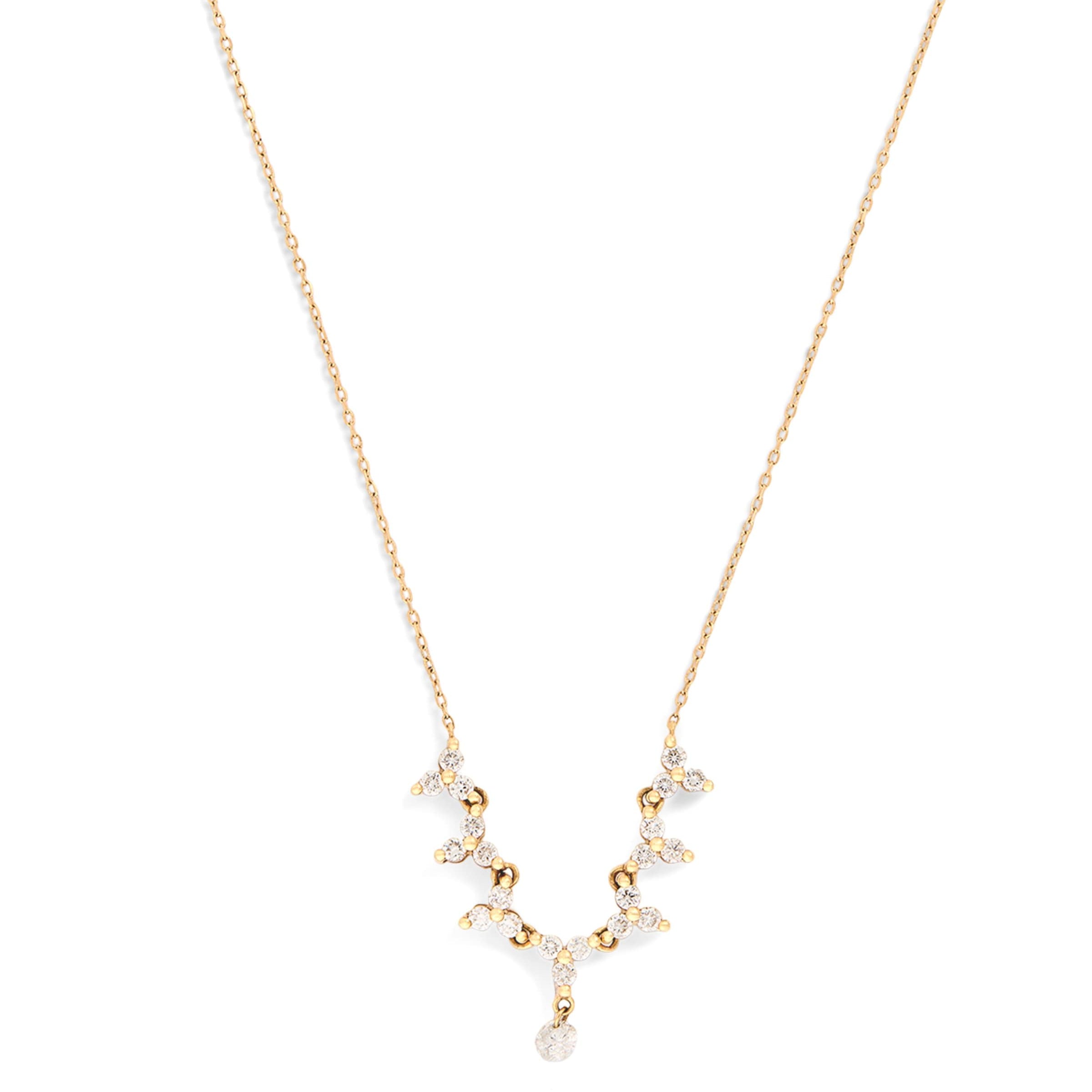 Persée Yellow Gold and Diamond Triangle Tennis Necklace