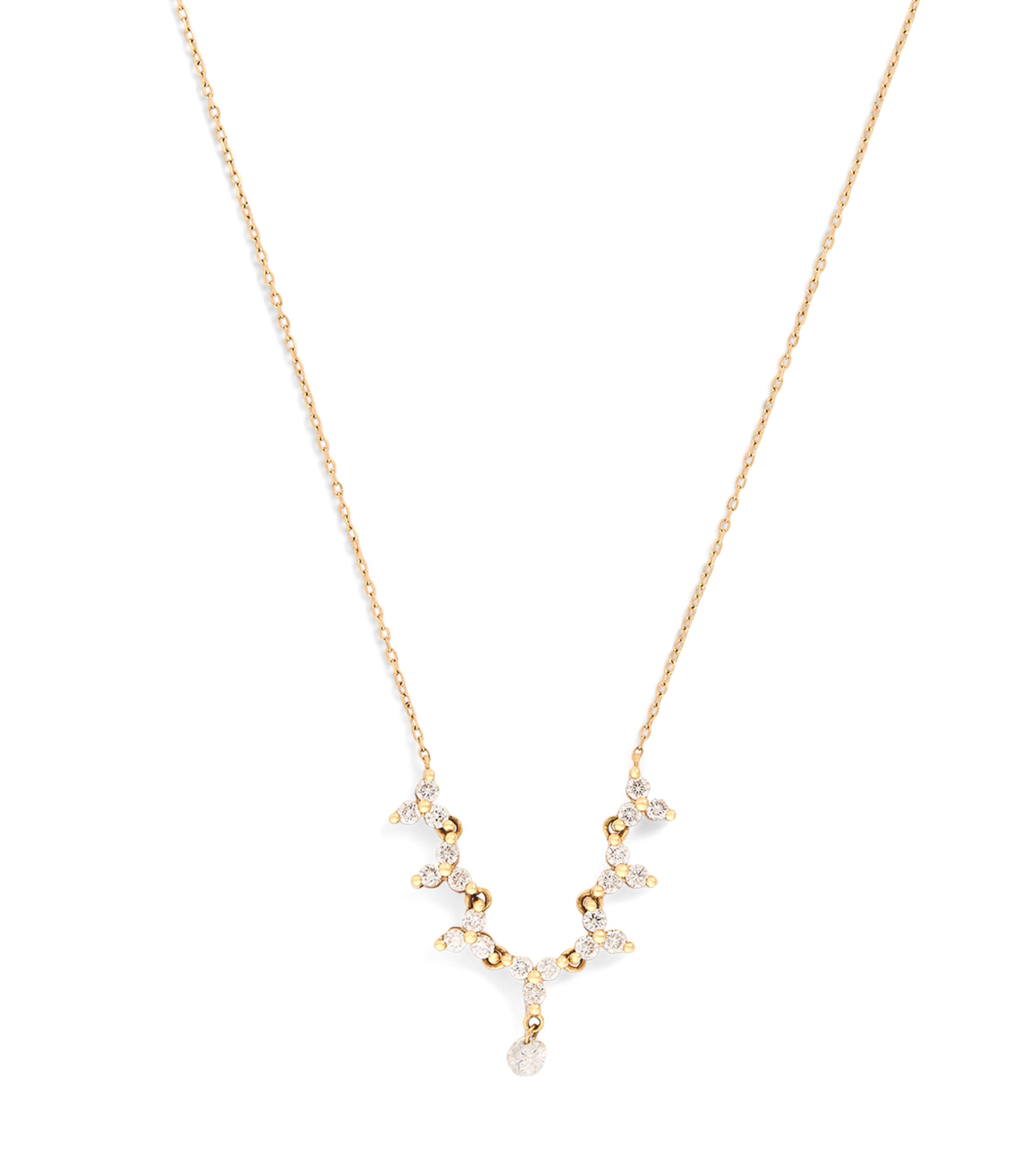 Persée Yellow Gold and Diamond Triangle Tennis Necklace