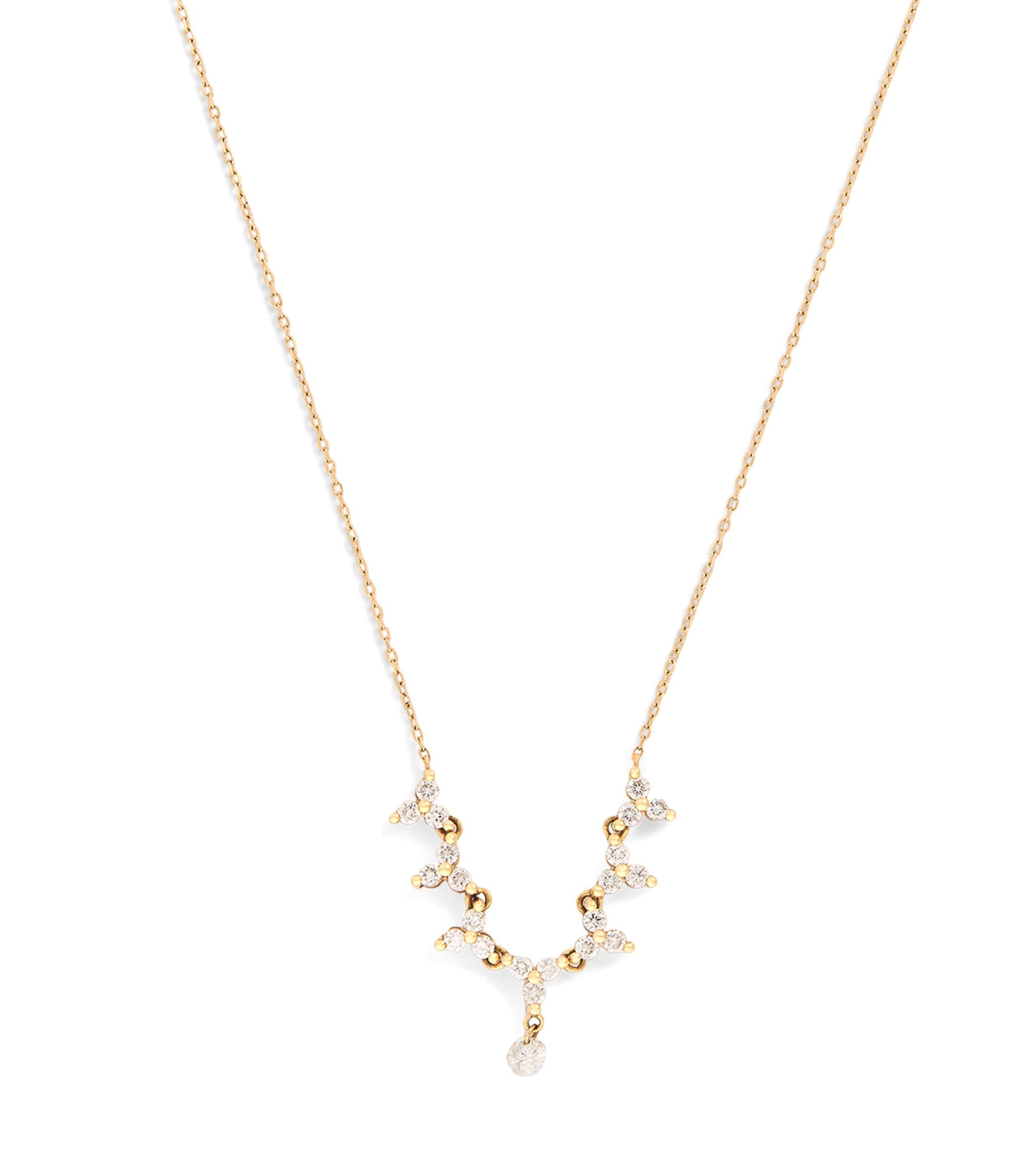 Persée Yellow Gold and Diamond Triangle Tennis Necklace