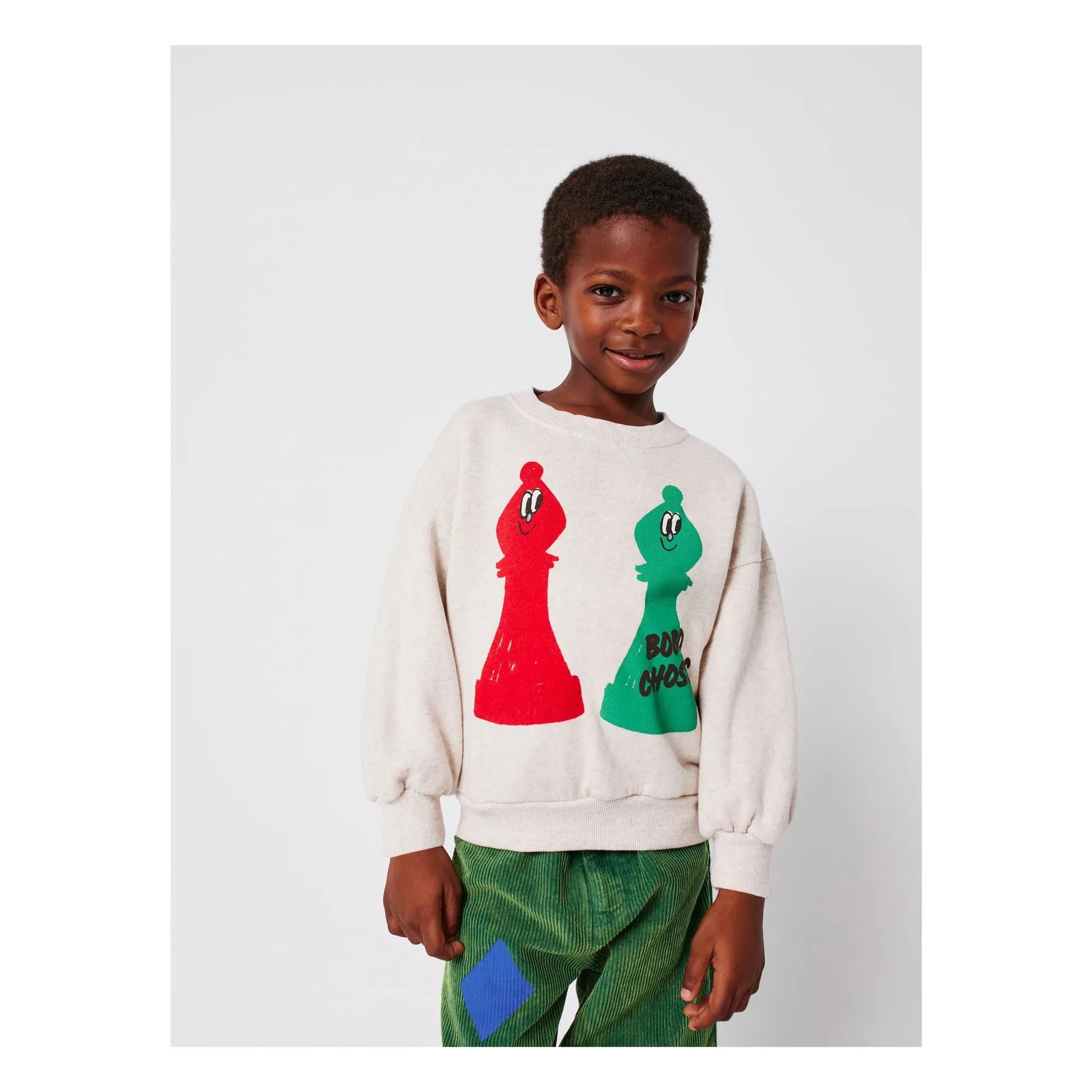Bobo Choses - Chess Sweat Organic Cotton | Heather beige