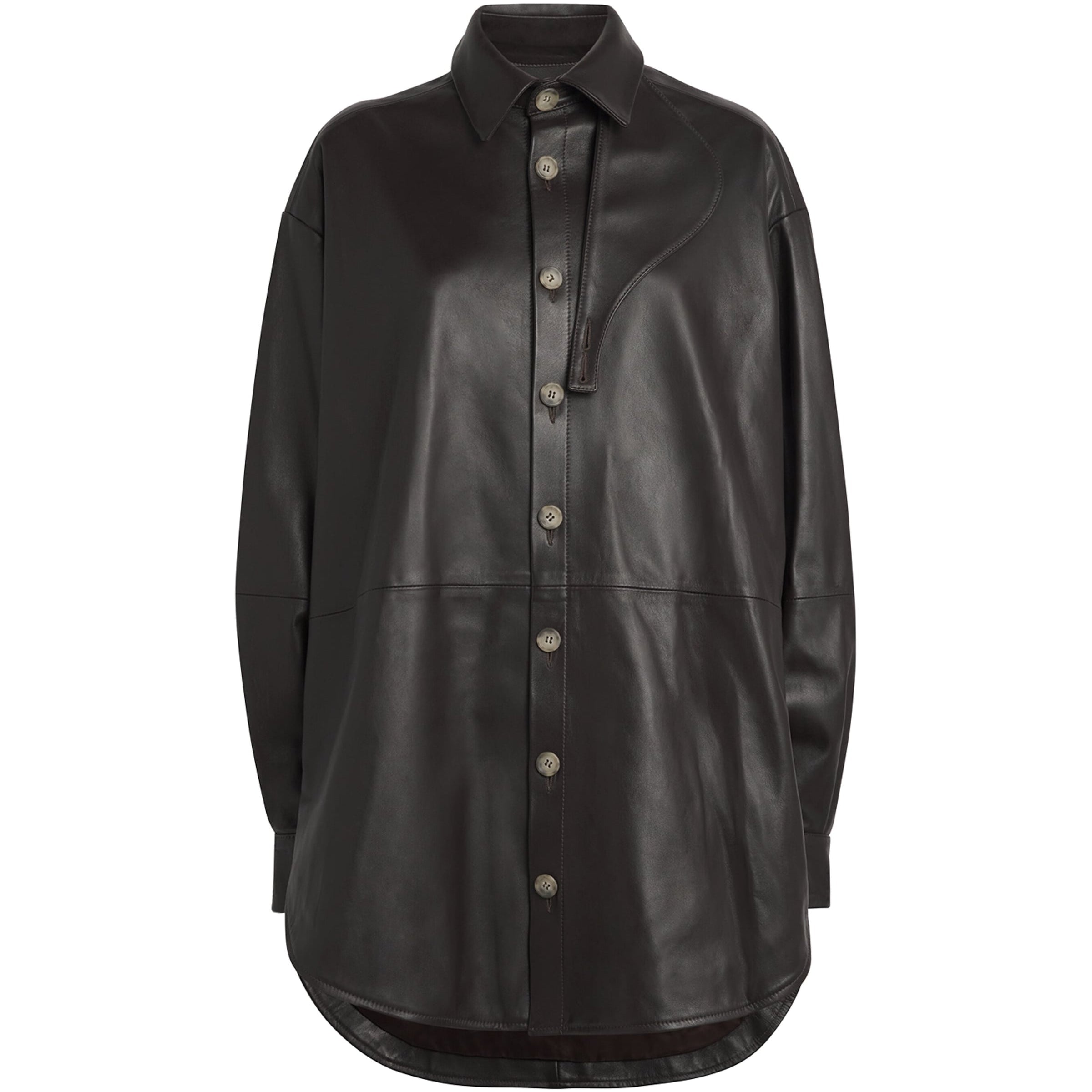Leather Gaiter Shirt Jacket E04 ESPRESSO