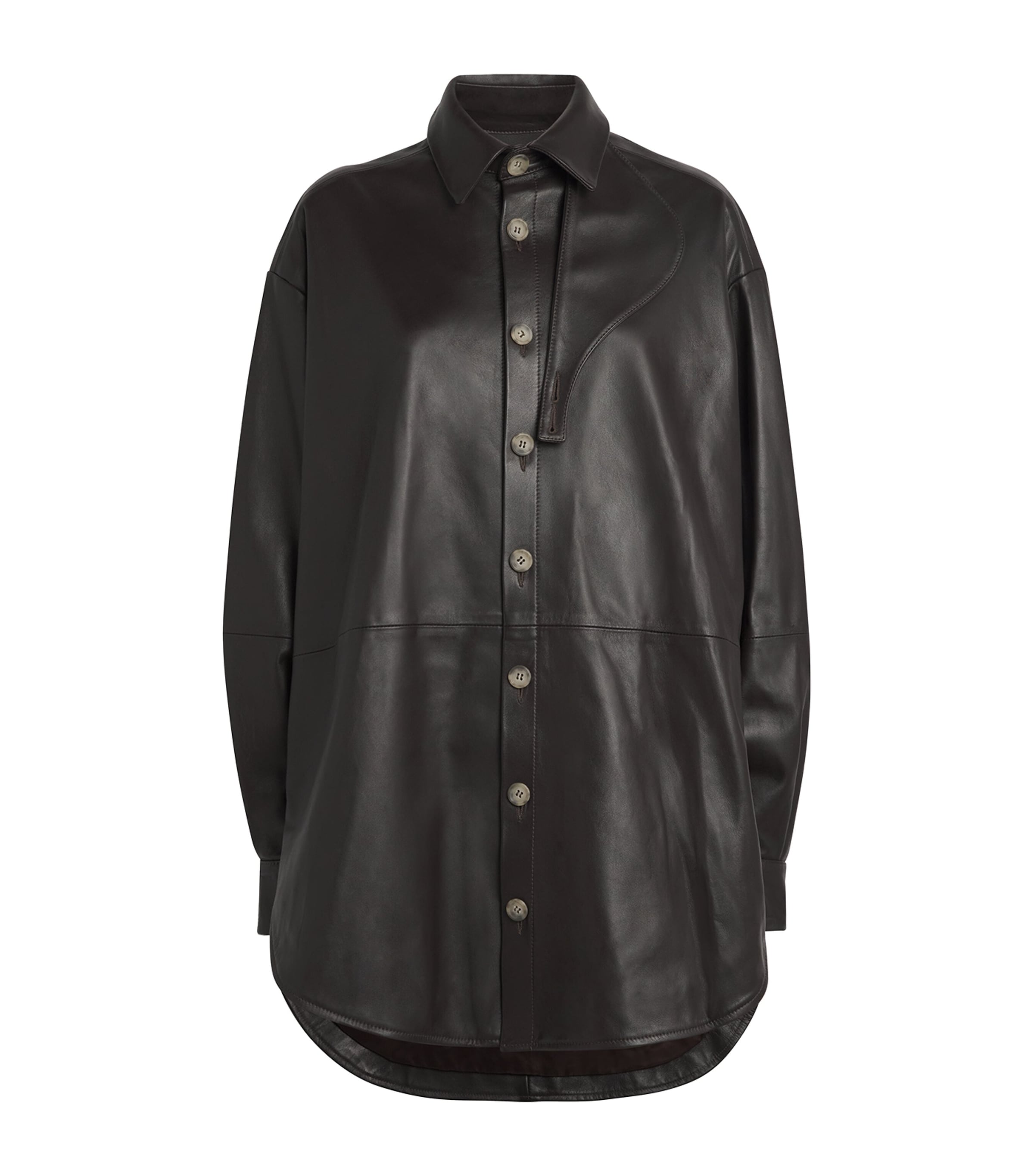 Leather Gaiter Shirt Jacket E04 ESPRESSO