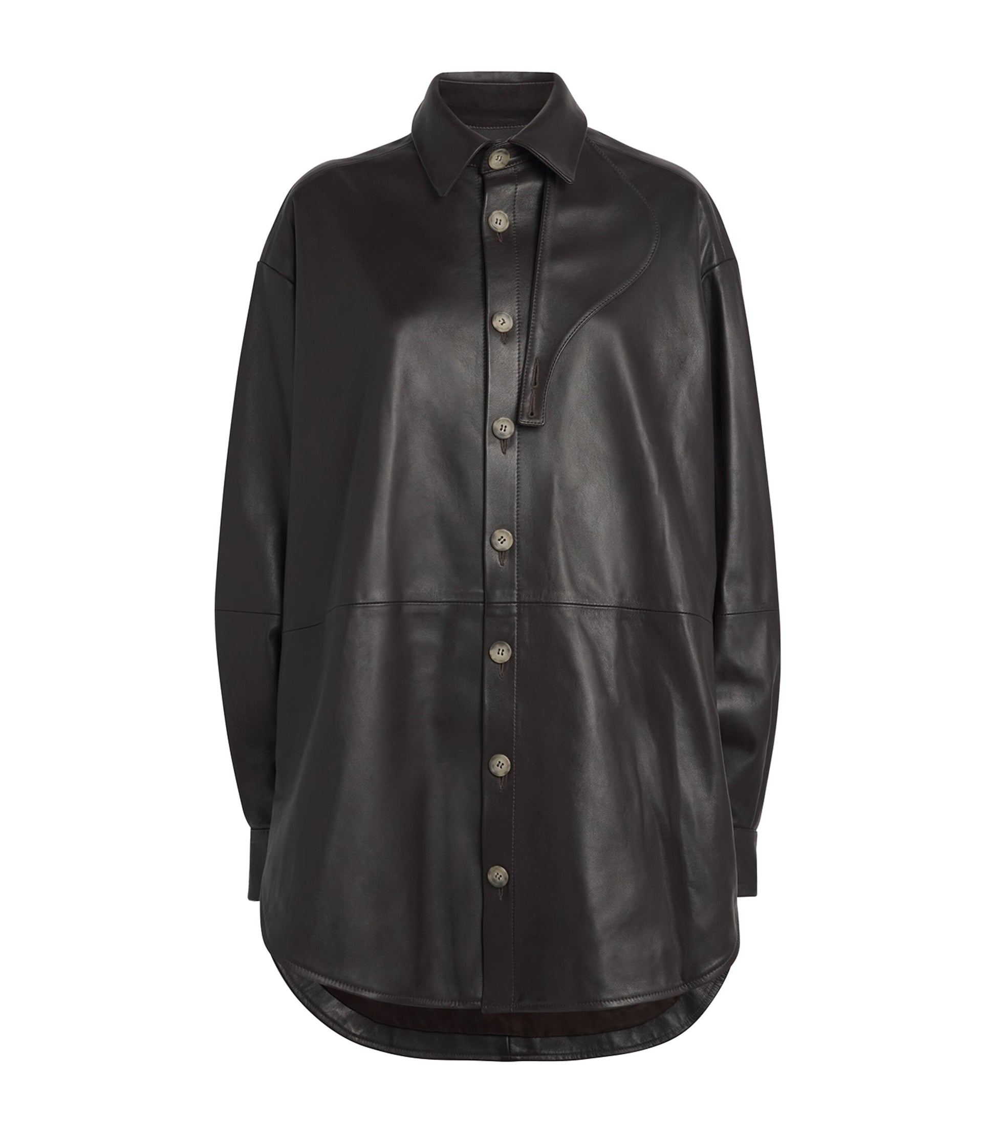 Leather Gaiter Shirt Jacket E04 ESPRESSO