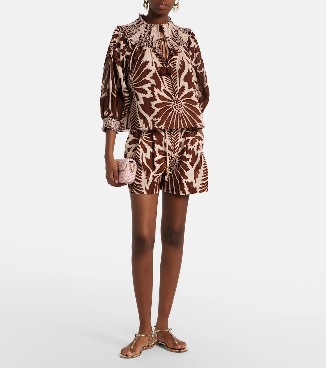 Poupette St Barth - Ysee printed smocked cotton blouse