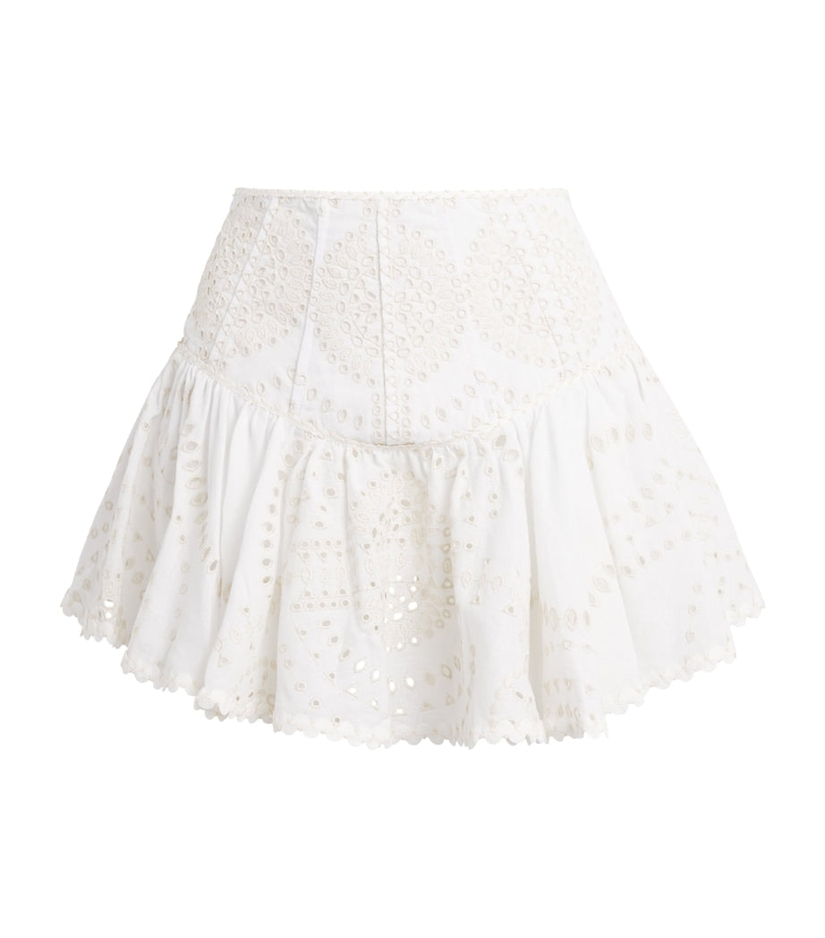 Charo Ruiz Ibiza Ivory Broderie Anglaise Marli Mini Skirt