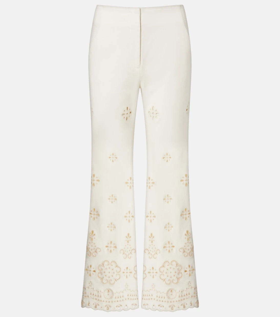 Veronica Beard - Komi eyelet cotton twill flared pants