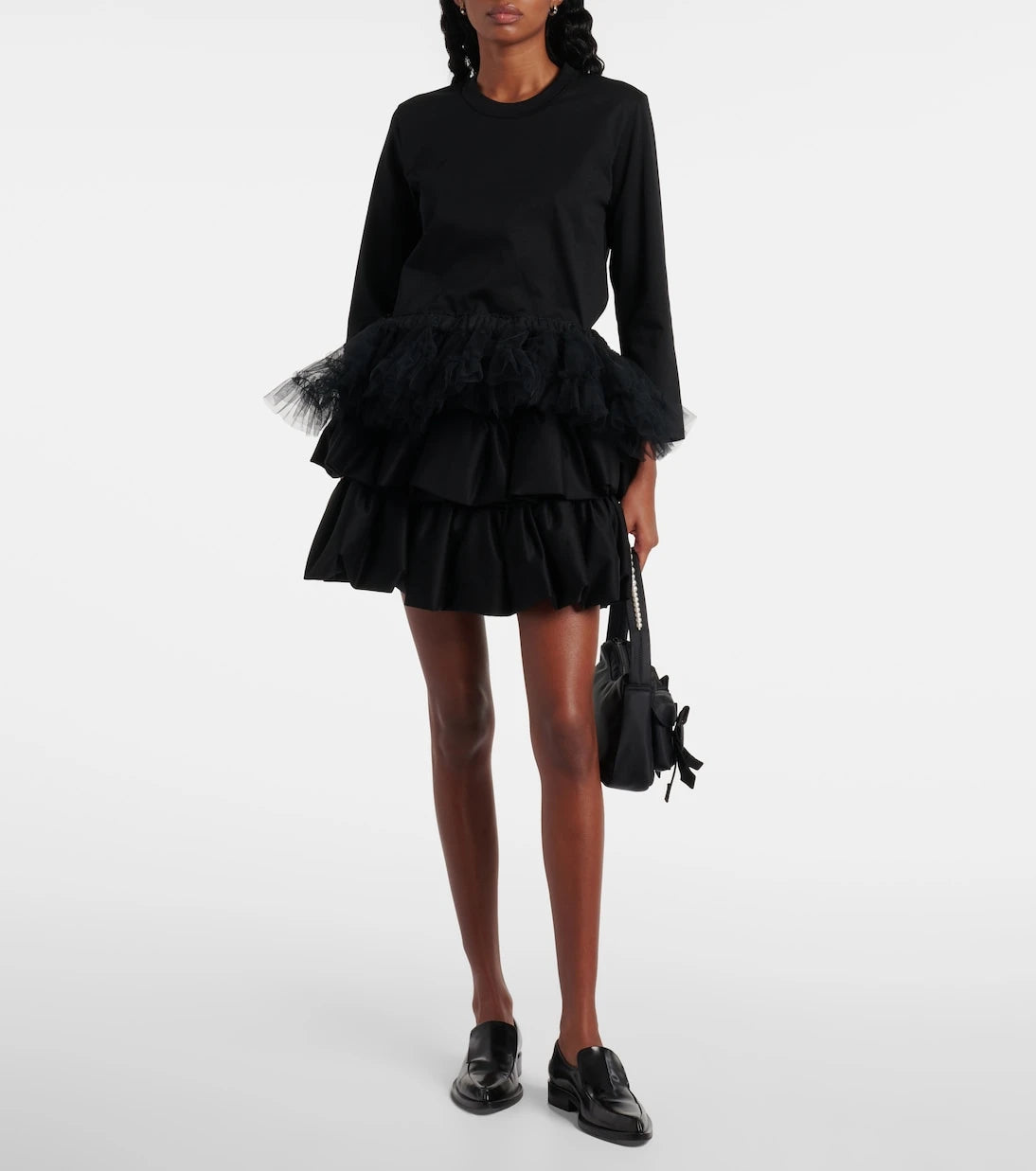 Noir Kei Ninomiya - Tiered cotton miniskirt