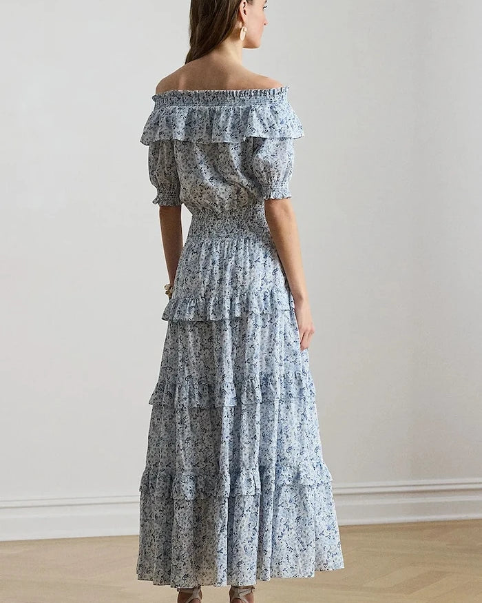Lauren Ralph Lauren pamuklu omuzları açık elbise