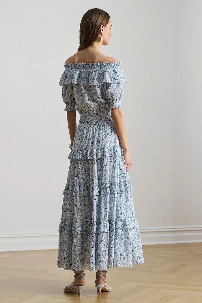 Lauren Ralph Lauren pamuklu omuzları açık elbise