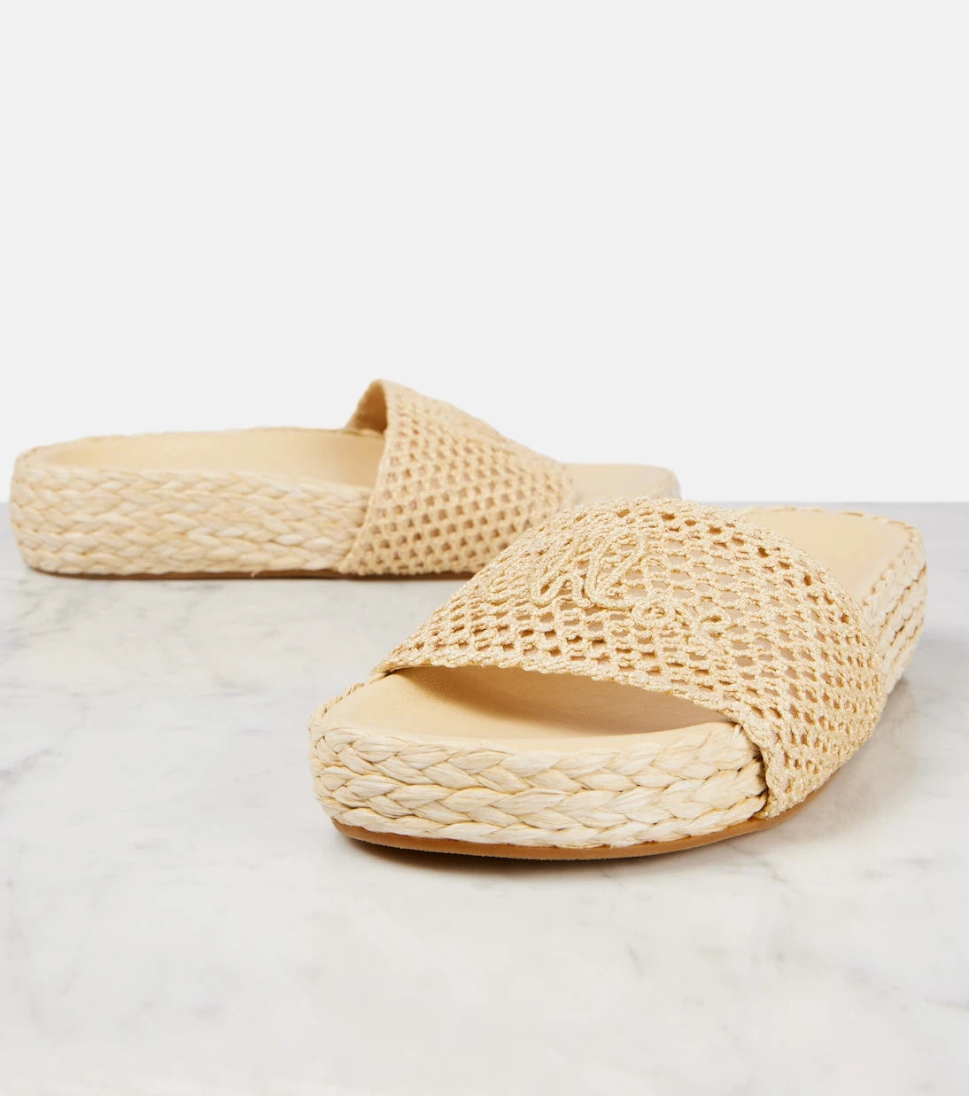 Chloé - Isla raffia-effect slides