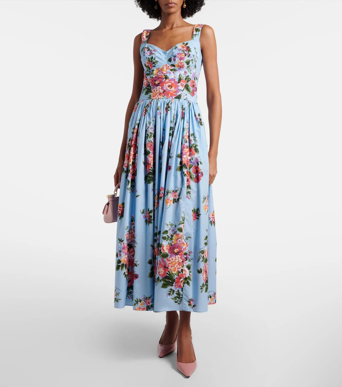 Dolce&Gabbana - Floral cotton bustier dress
