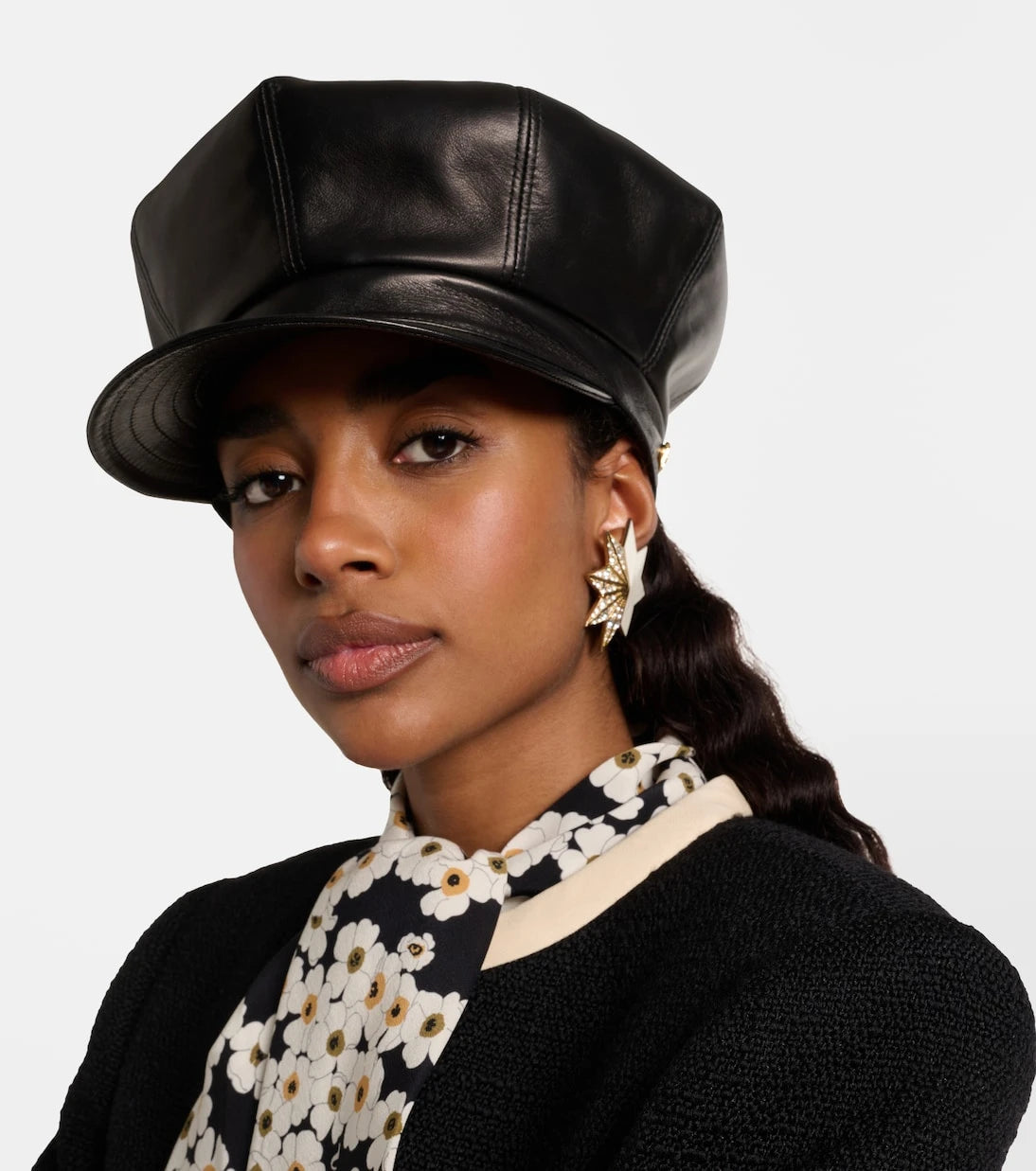 Valentino - VLogo leather newsboy cap