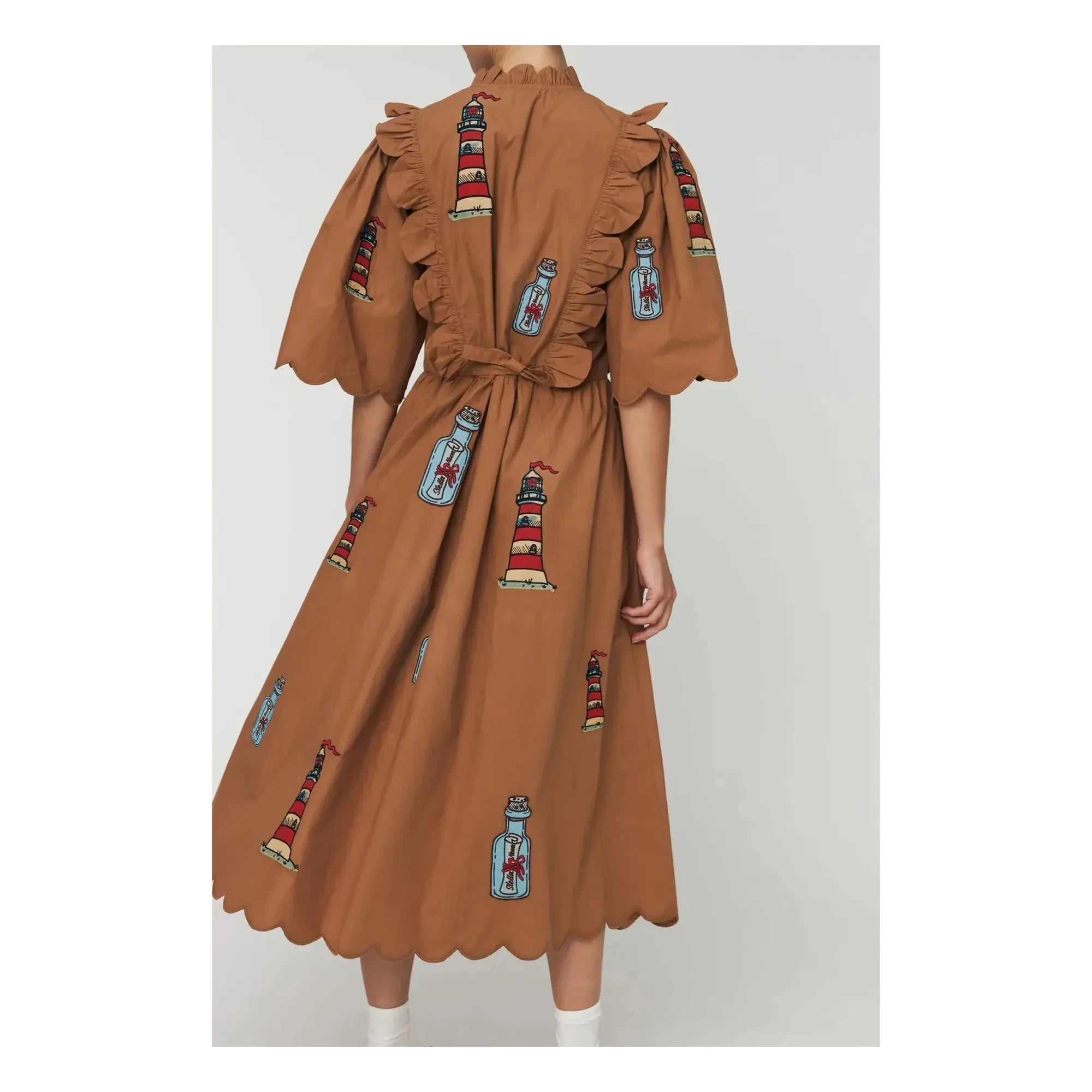 Stella Nova - Organic cotton embroidered dress | Brown