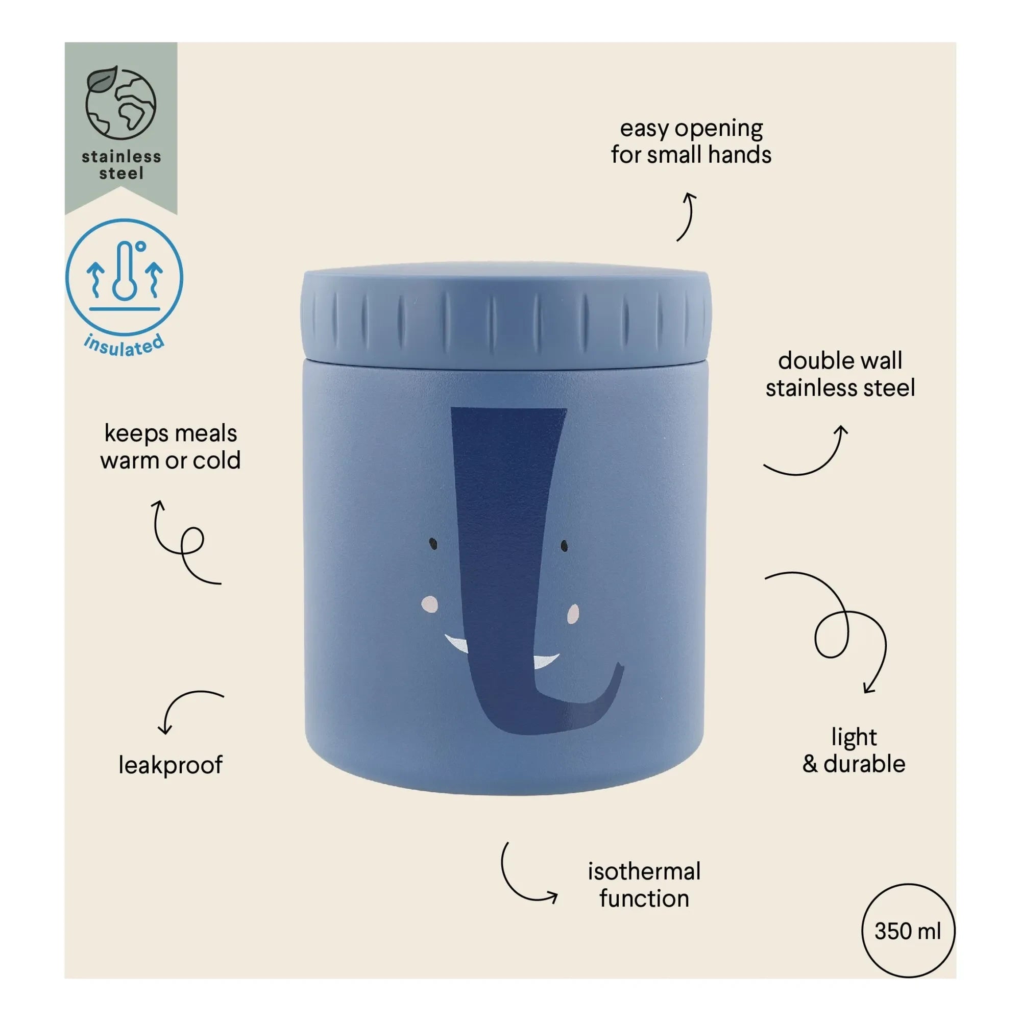 Trixie - Isothermal lunch box 350 ml Mrs Elephant | Blue