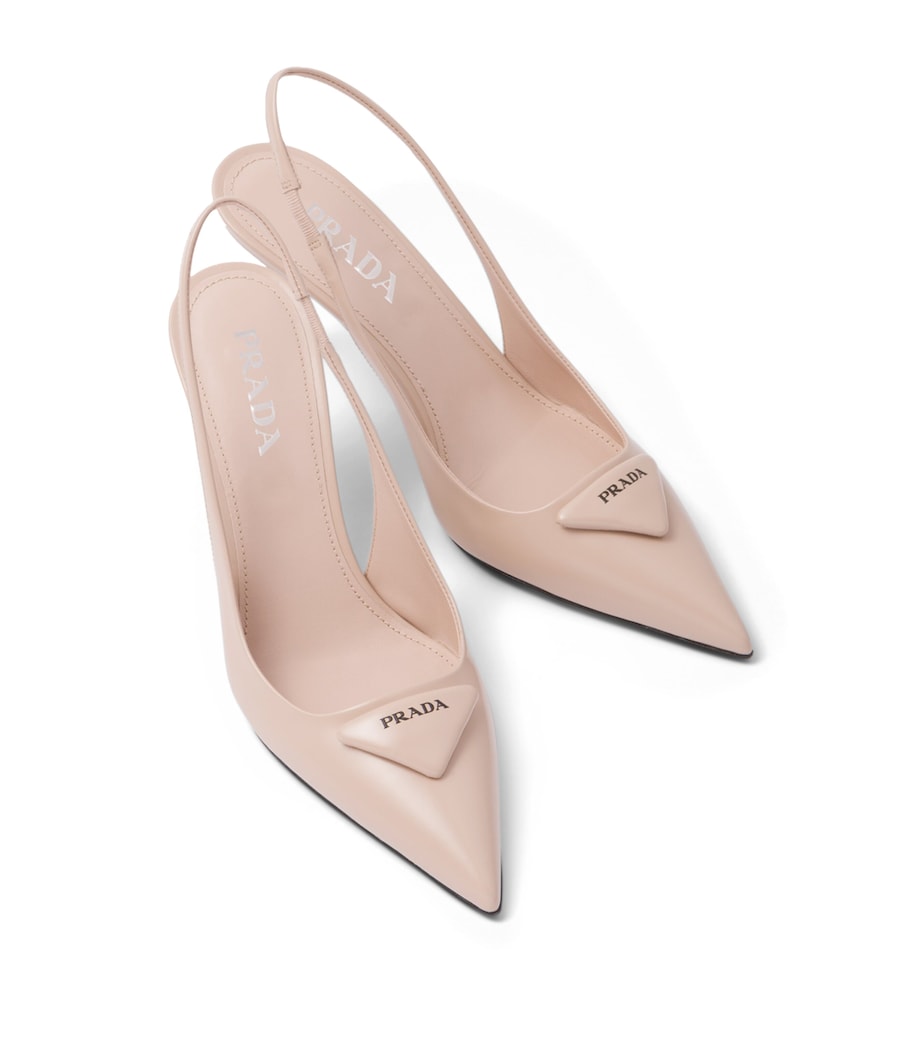 Prada Nude Brushed Leather Slingback Pumps 75