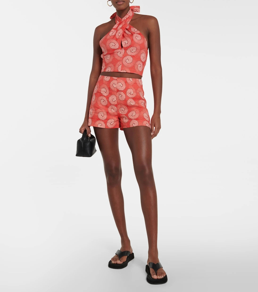 Staud - Kai printed halterneck crop top