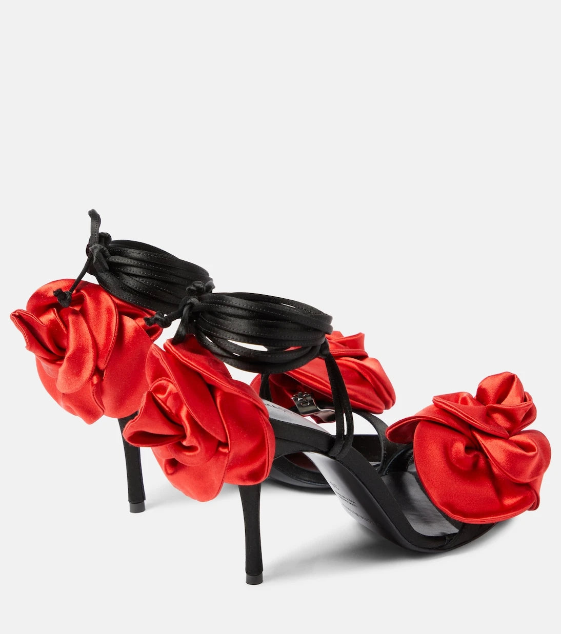 Magda Butrym - Floral-appliqué satin slingback sandals