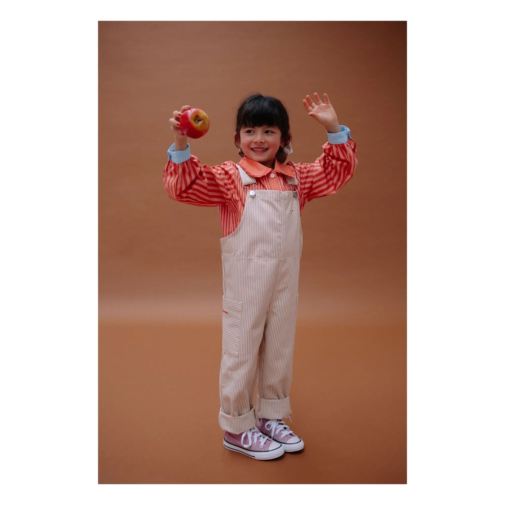 Sticky Lemon - Striped Lemon Dungarees | White