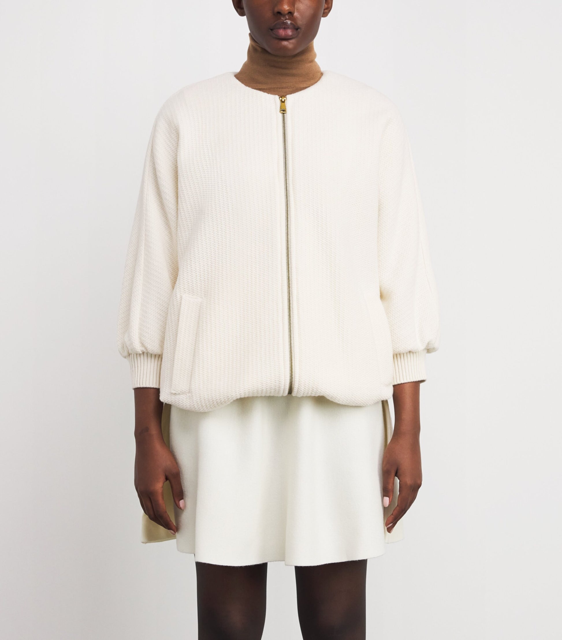 White Wool-Cashmere Knitted Jacket