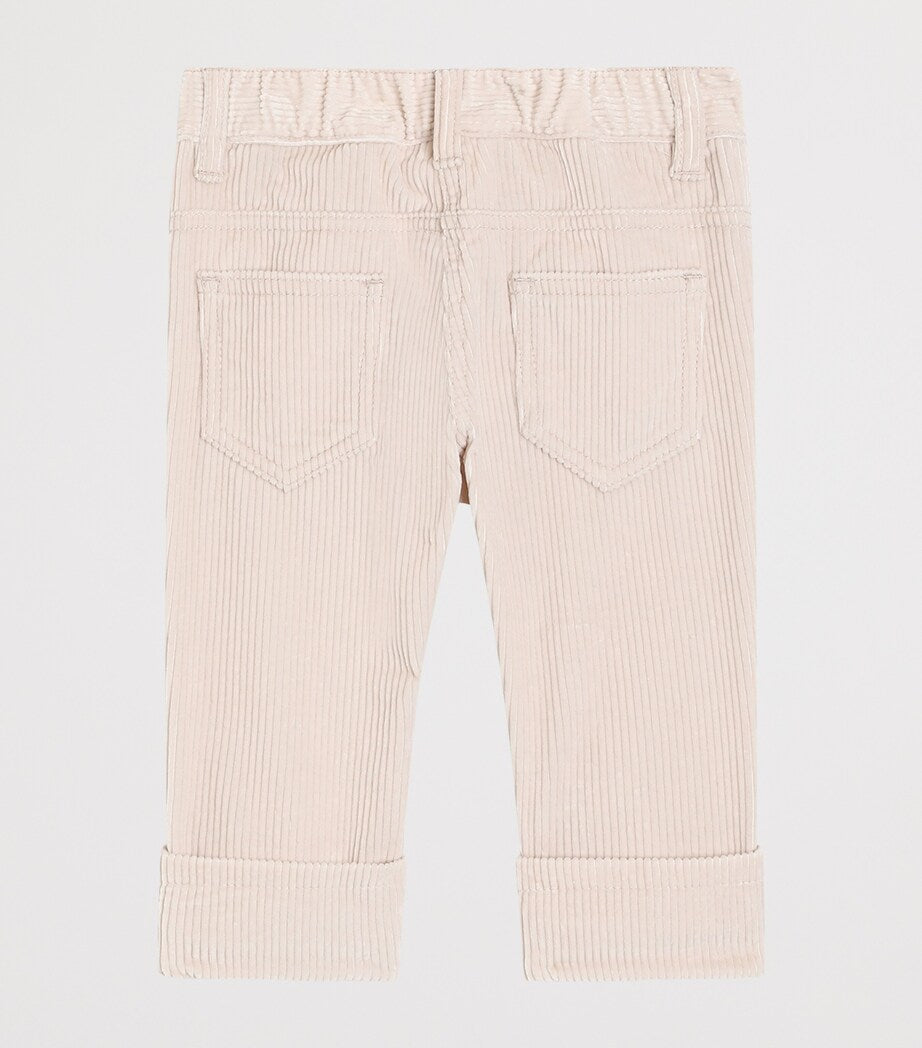 Dolce & Gabbana Kids Cotton Corduroy Floral Embroidered Trousers (3-36 Months)
