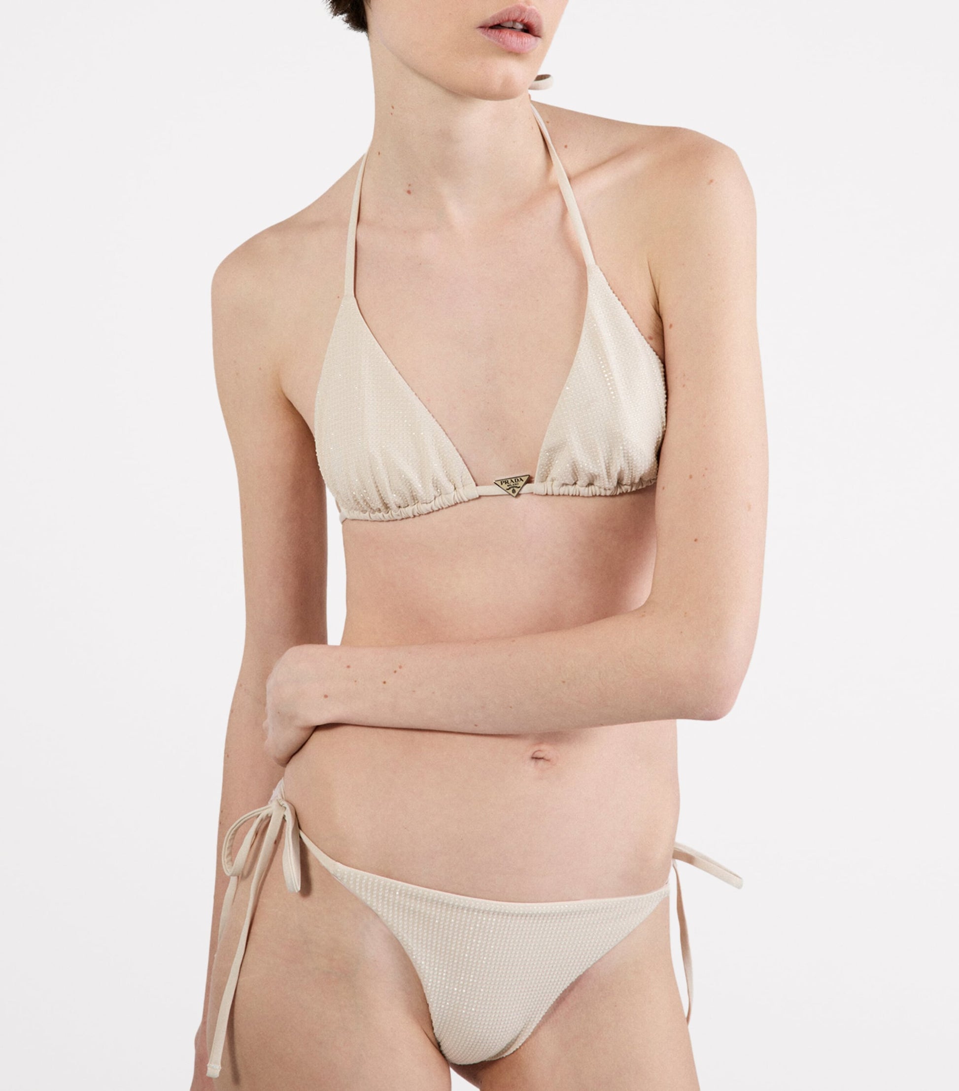 Prada Nude Embellished Bikini Bottoms