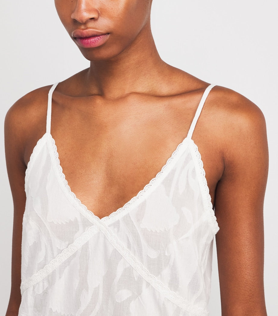 Desmond & Dempsey Ivory Floral Jacquard Nightdress