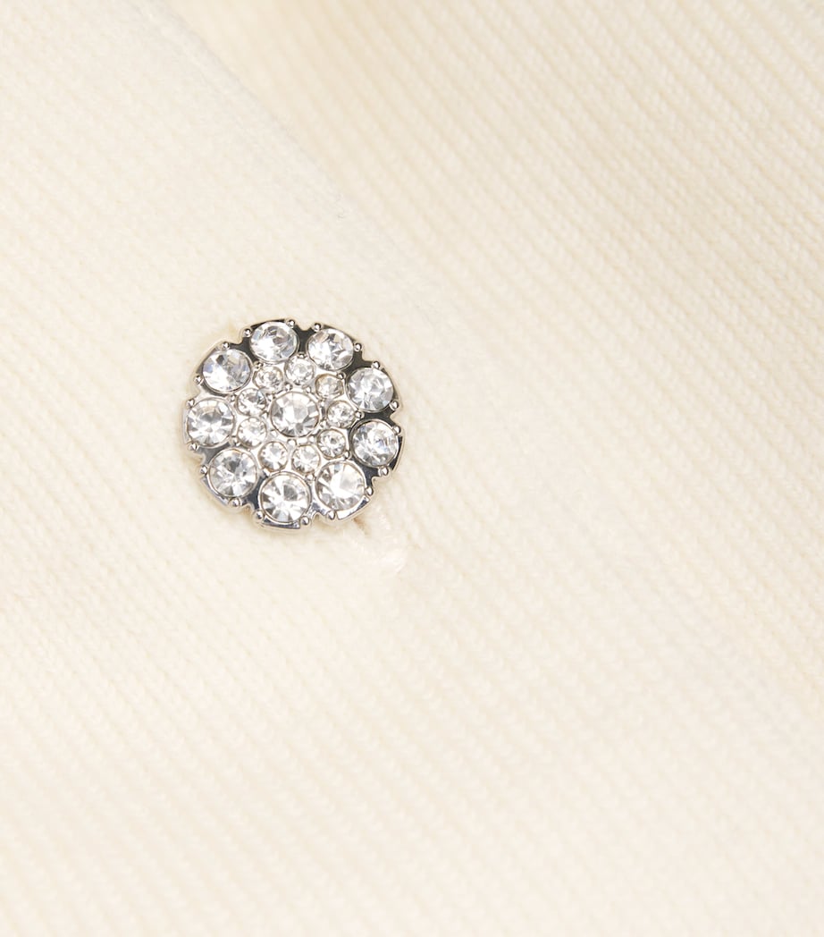 Self-Portrait Ivory Knitted Embellished Midi Dress