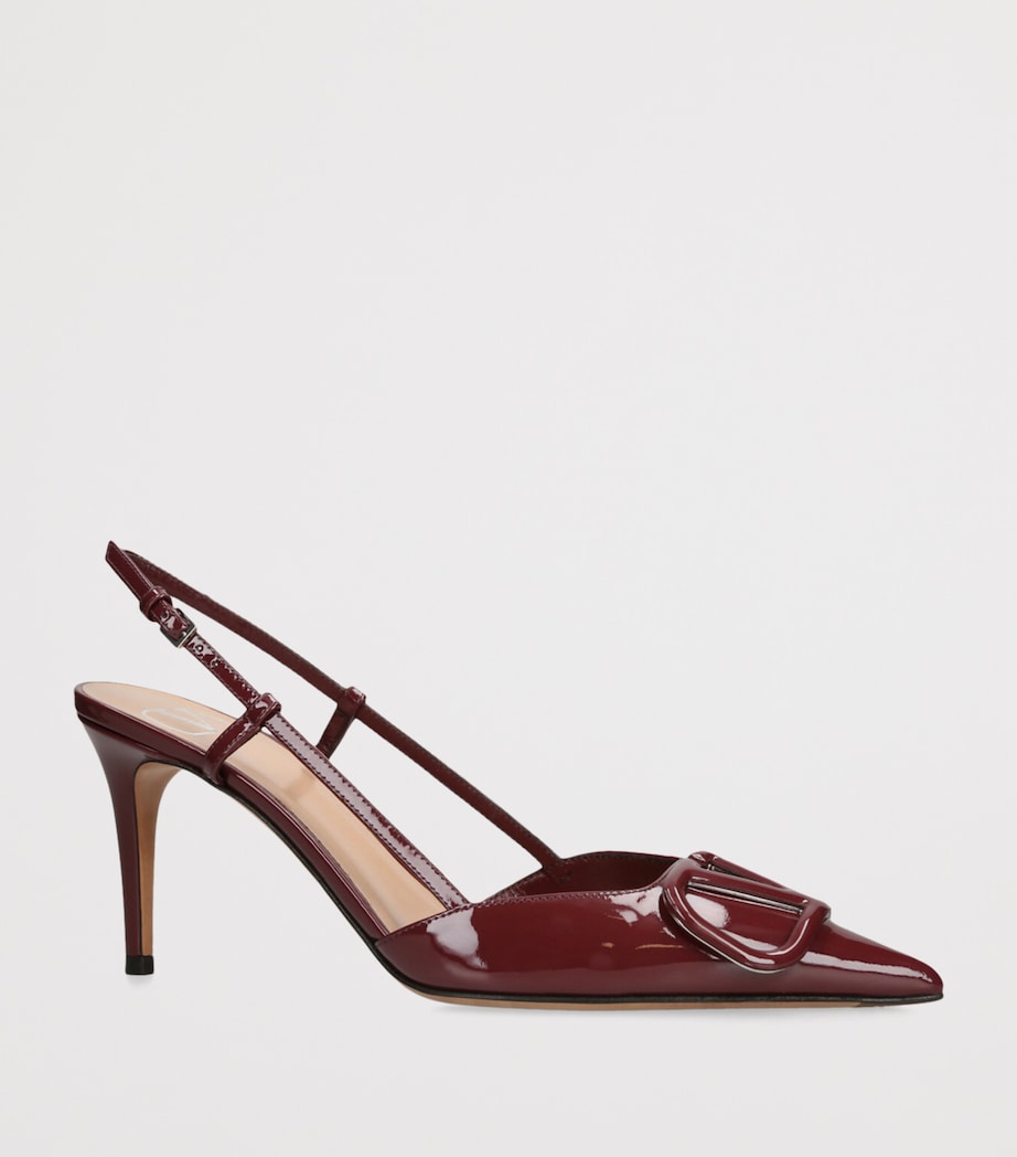 Valentino Garavani Burgundy Leather VLogo Slingback Pumps 80
