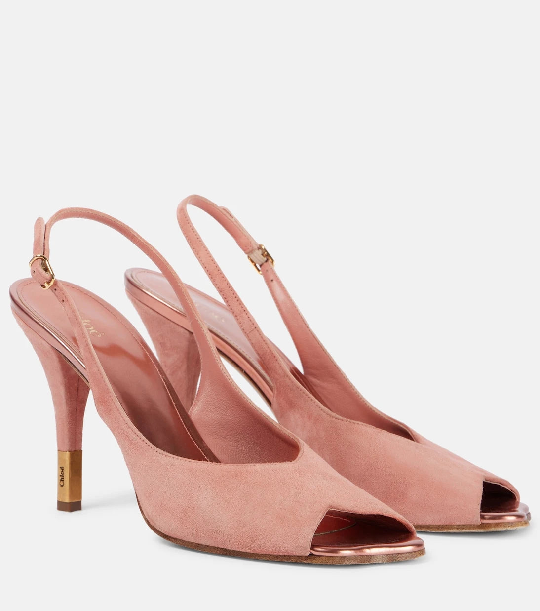 Chloé - Flower 95 suede peep-toe pumps