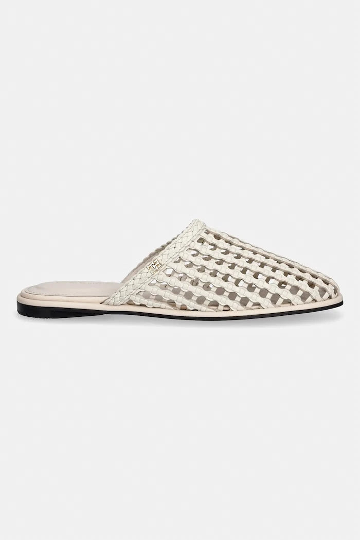 Tommy Hilfiger Kadın Terlik HILFIGER LEATHER MIX FLAT MULE