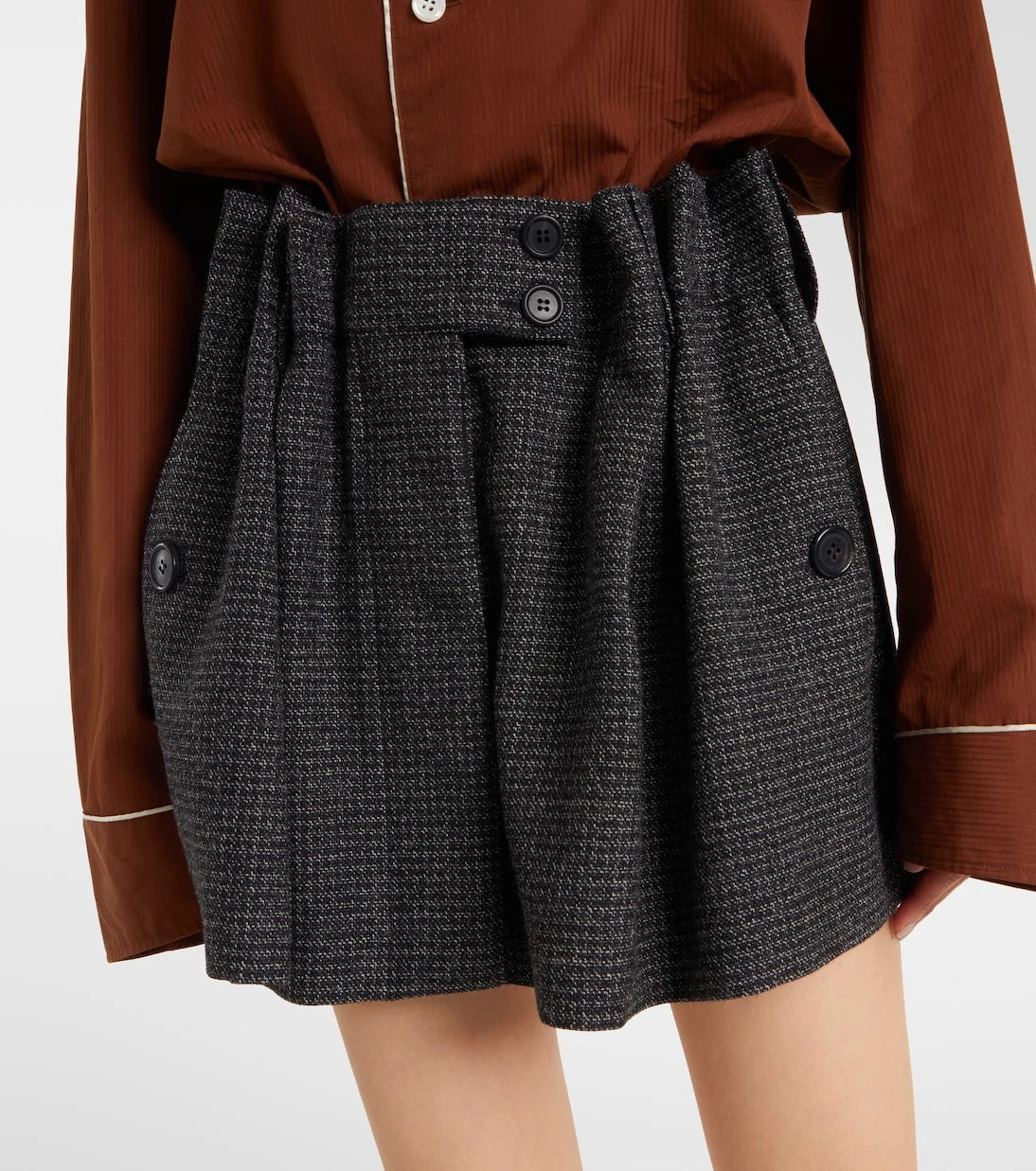 Prada - Herringbone virgin wool miniskirt
