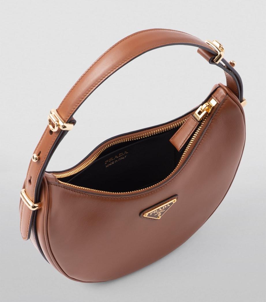Prada Brown Leather Arqué Shoulder Bag