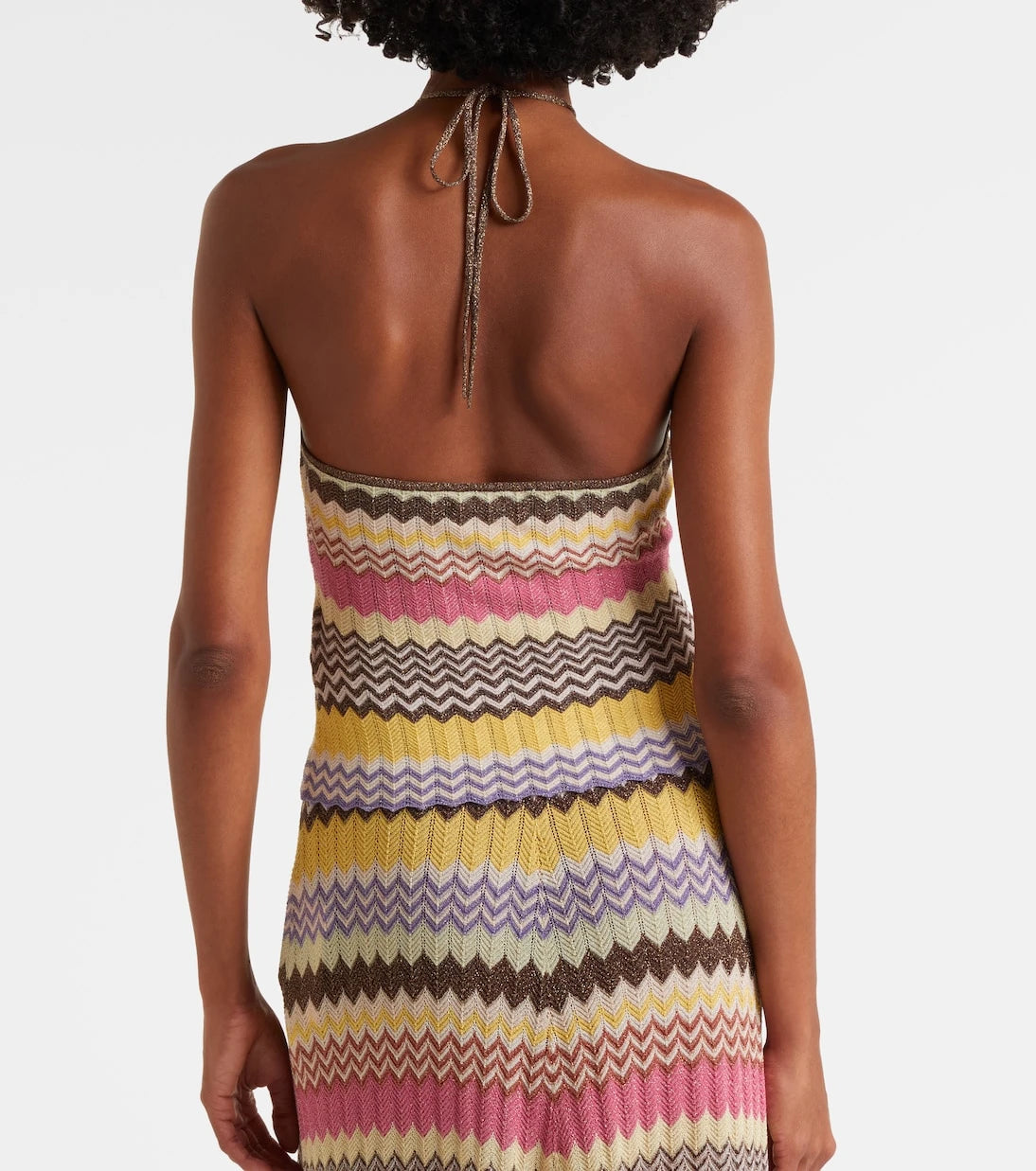 Faithfull - Ria chevron halterneck lamé top
