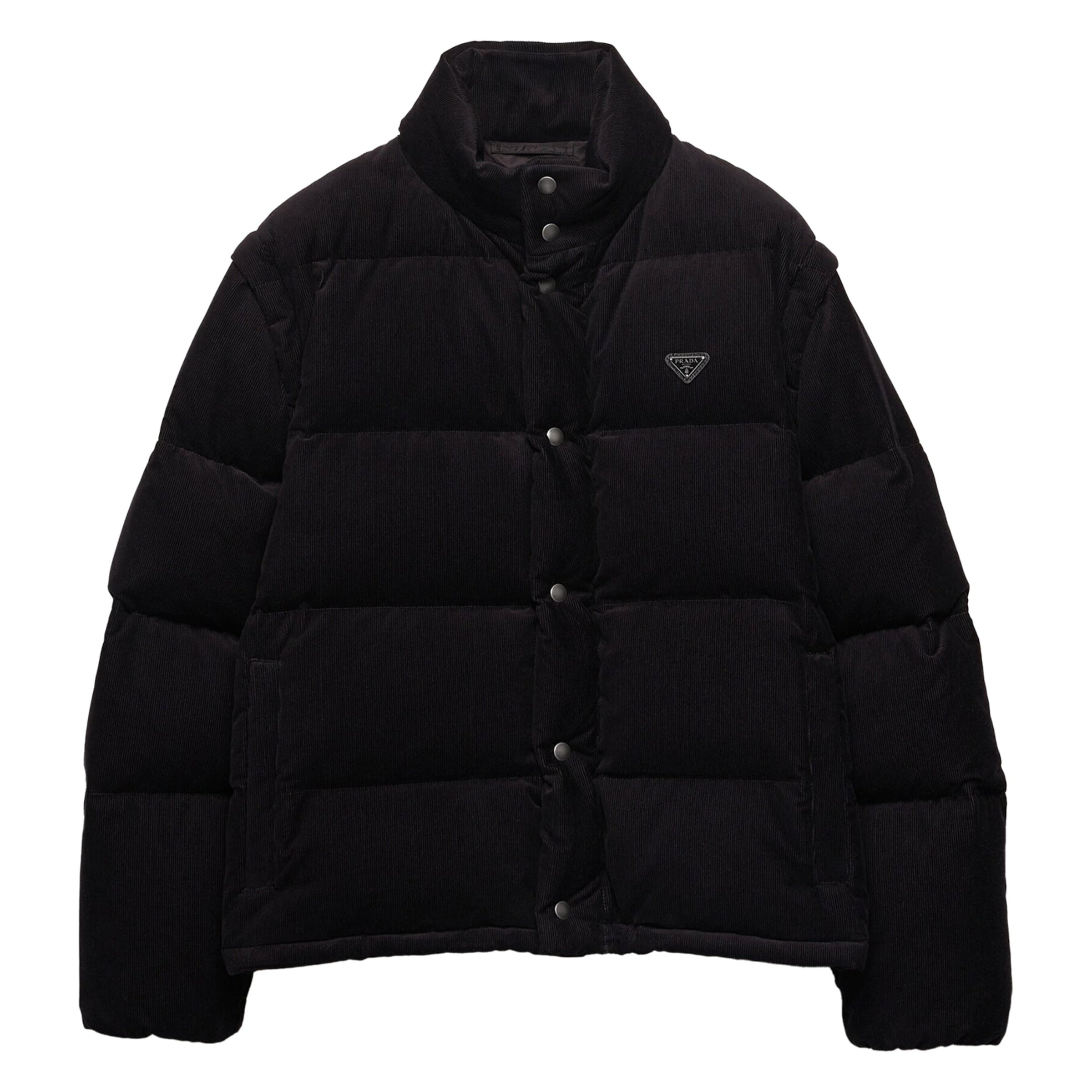 Prada Black Cotton Corduroy Puffer Jacket