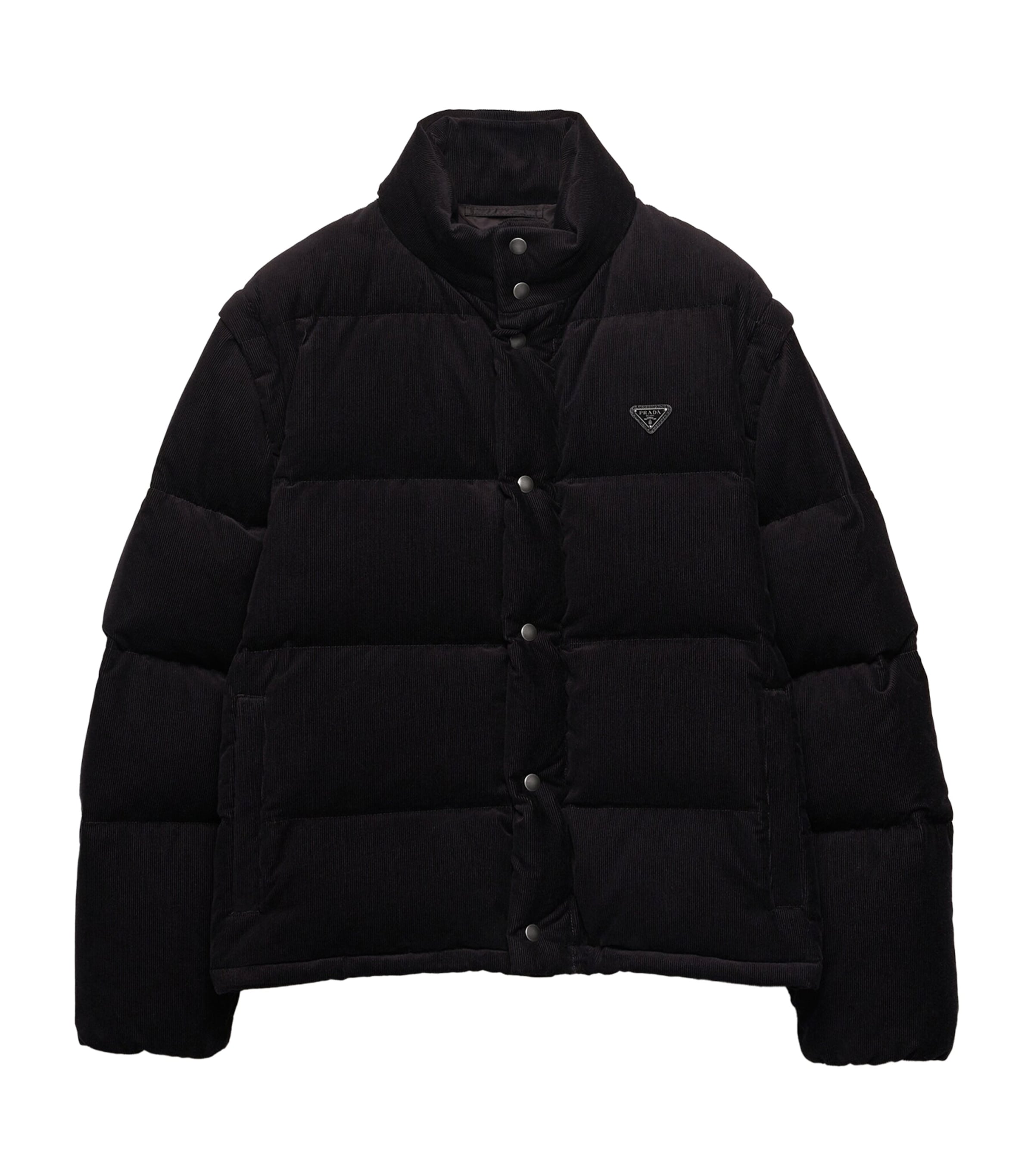 Prada Black Cotton Corduroy Puffer Jacket