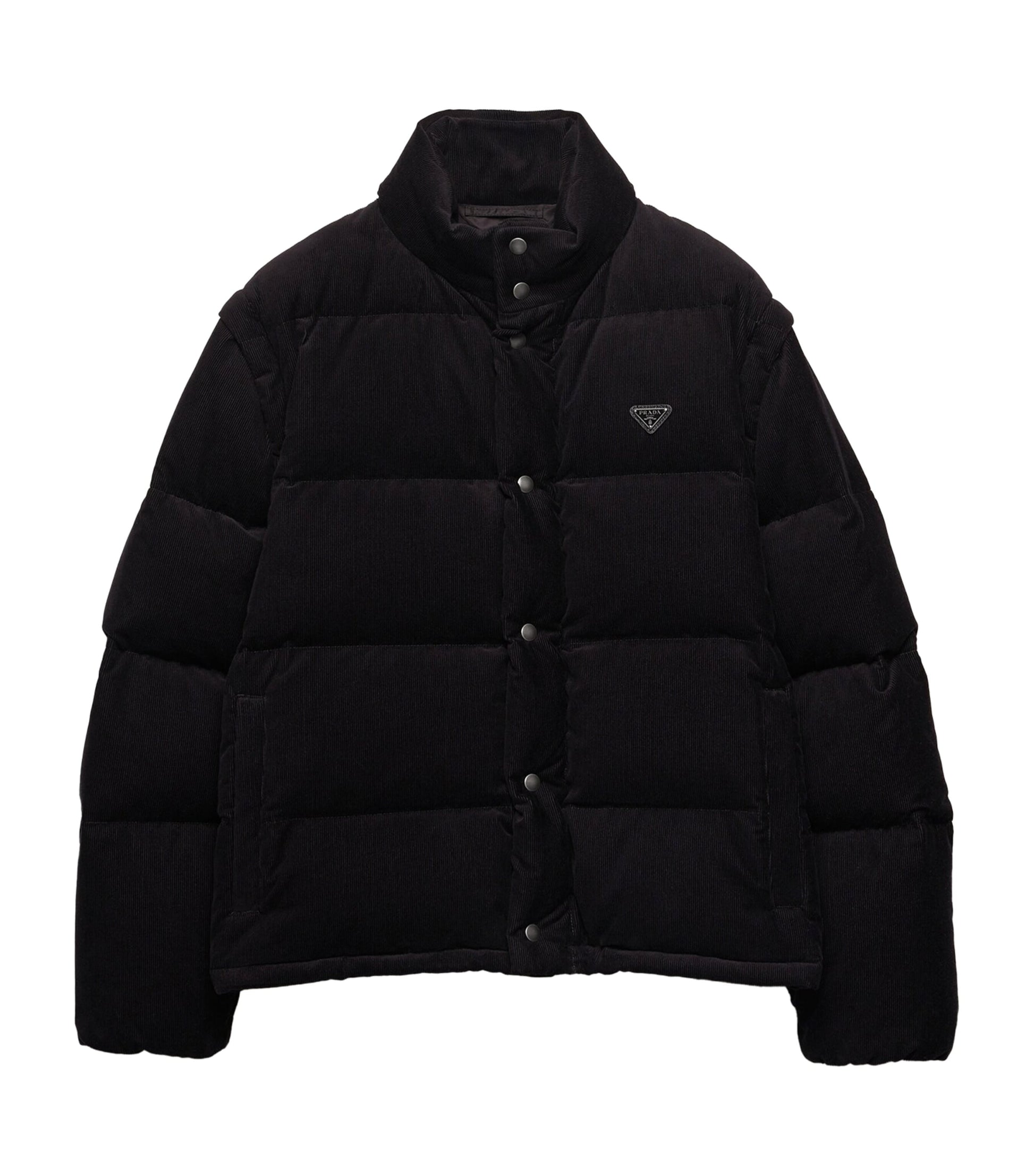 Prada Black Cotton Corduroy Puffer Jacket