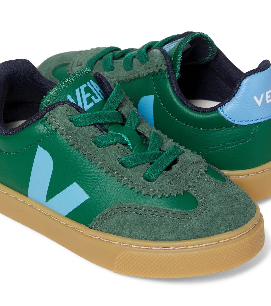 Veja Kids - Volley suede-trimmed leather sneakers