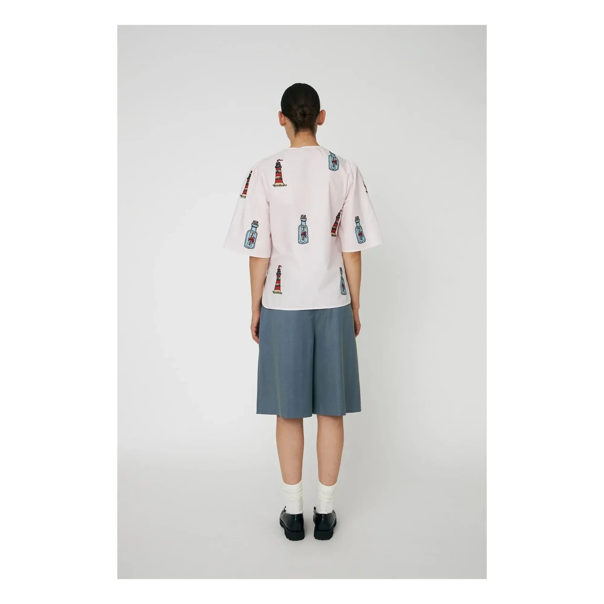 Stella Nova - Bow embroidered blouse Organic cotton | Pale Pink