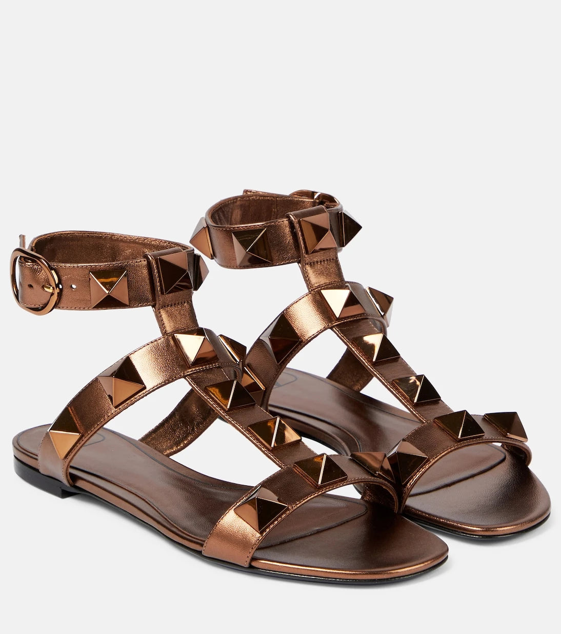 Valentino Garavani - Roman Stud metallic leather sandals