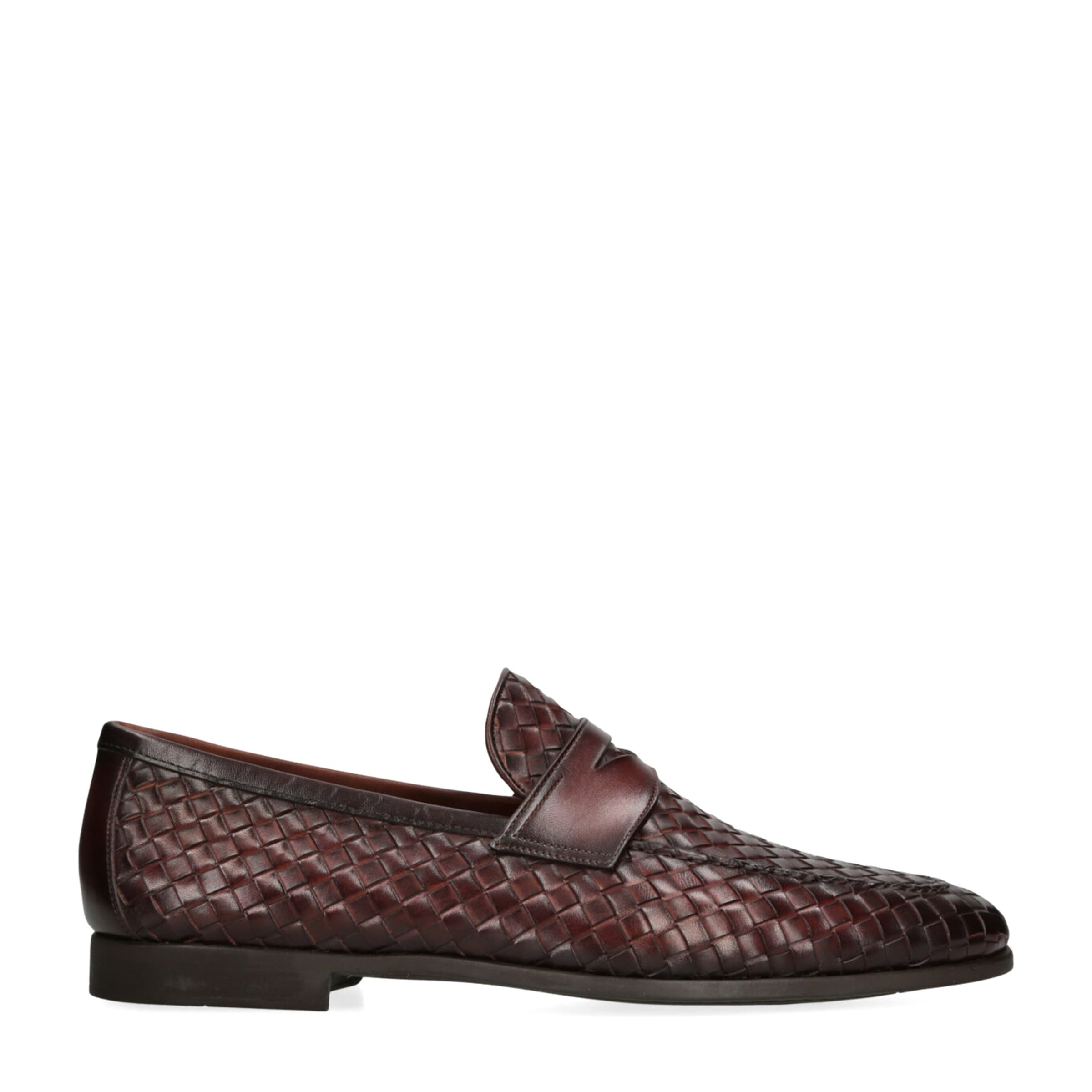 Leather Aston Weave Penny Loafers