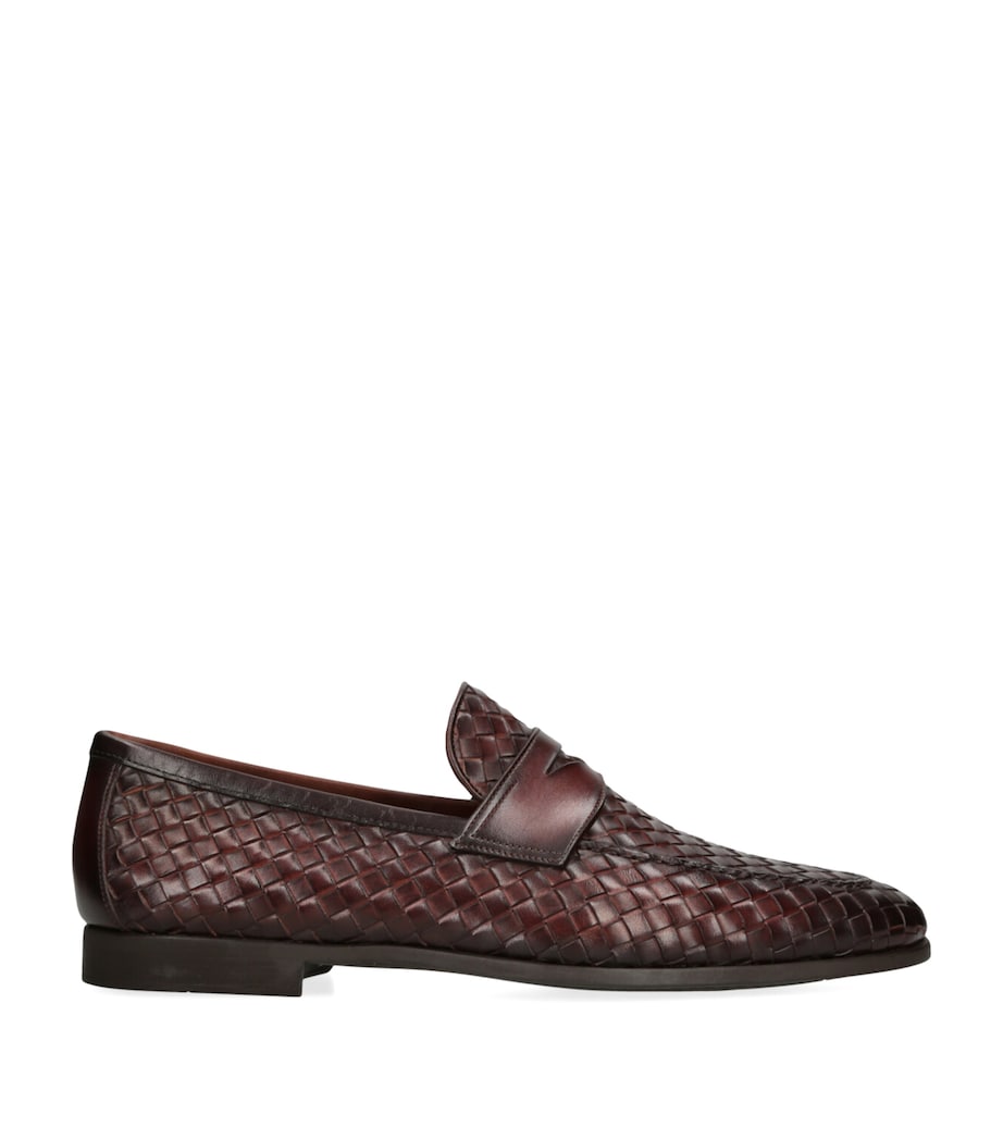 Leather Aston Weave Penny Loafers