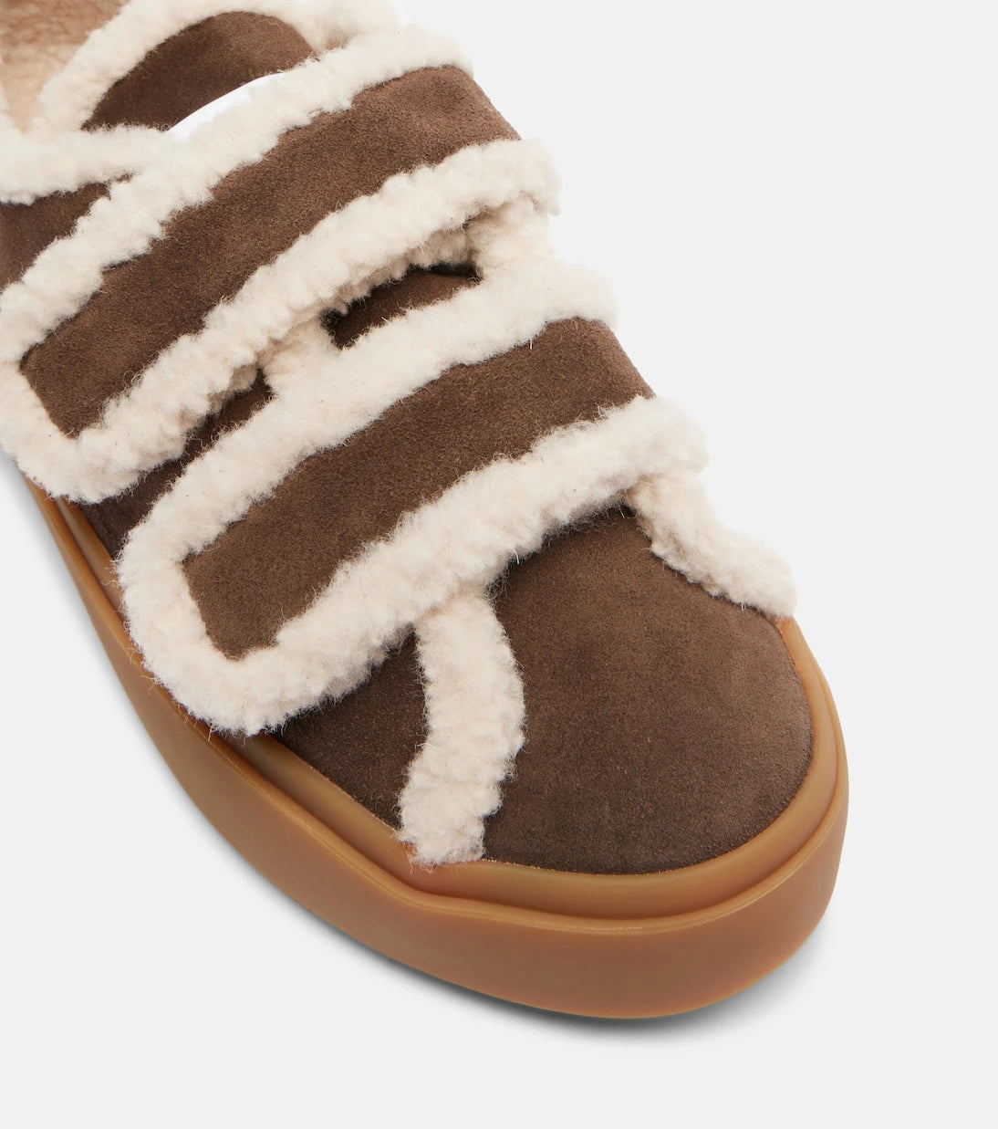 Inuikii - Shearling-trimmed suede low-top sneakers